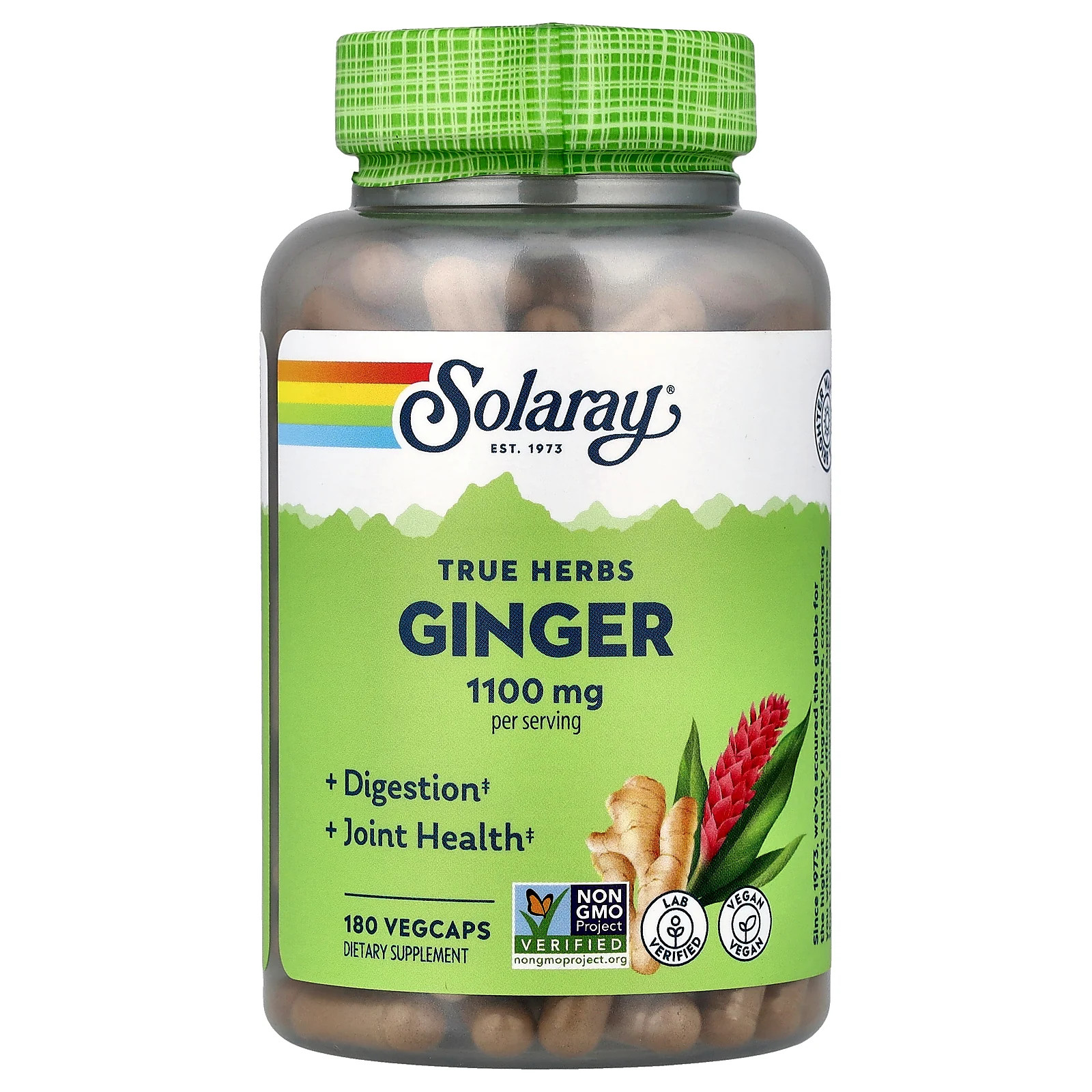 2 X Solaray, True Herbs, Ginger, 180 VegCaps (550 mg per Capsule)