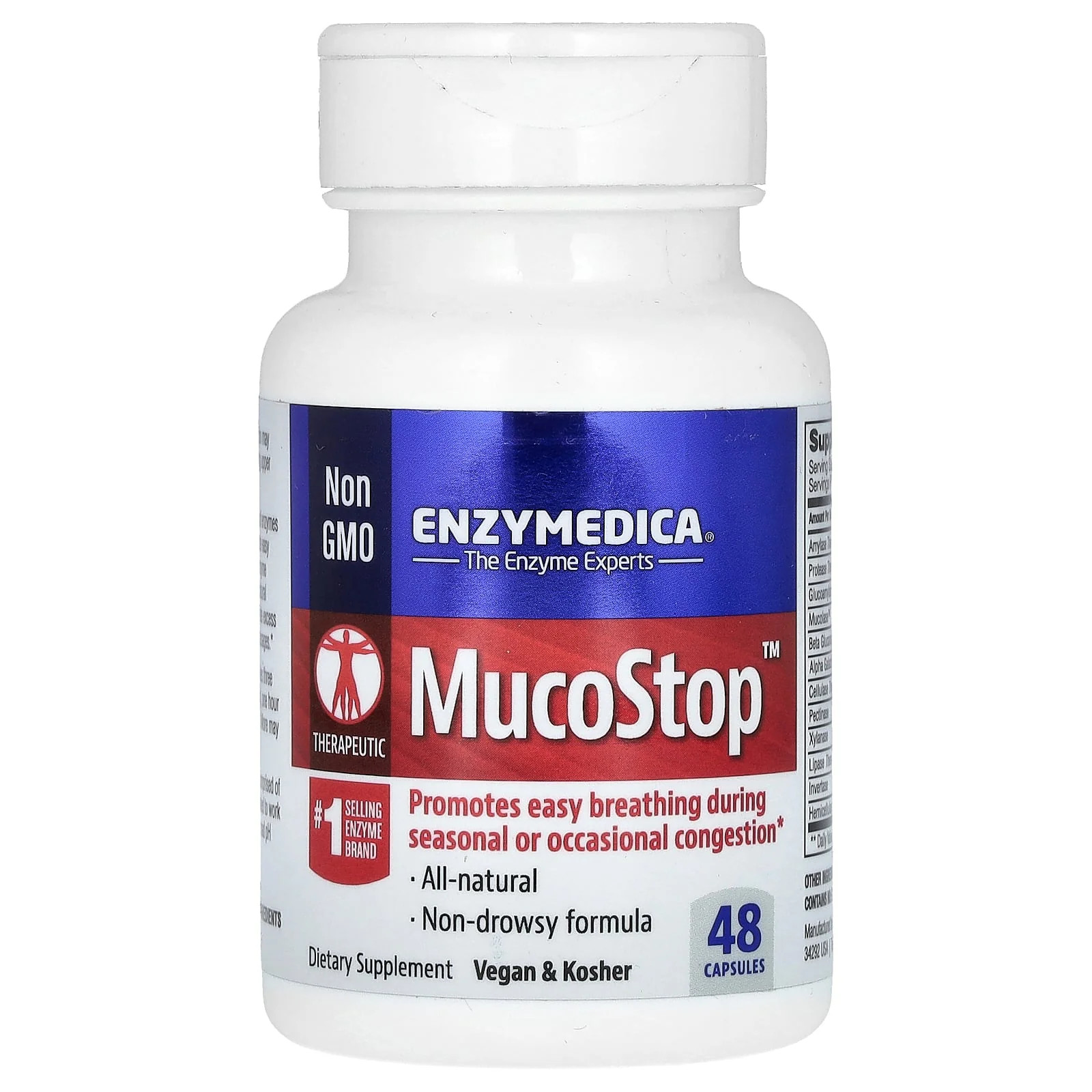 2 X Enzymedica, MucoStop, 48 Capsules