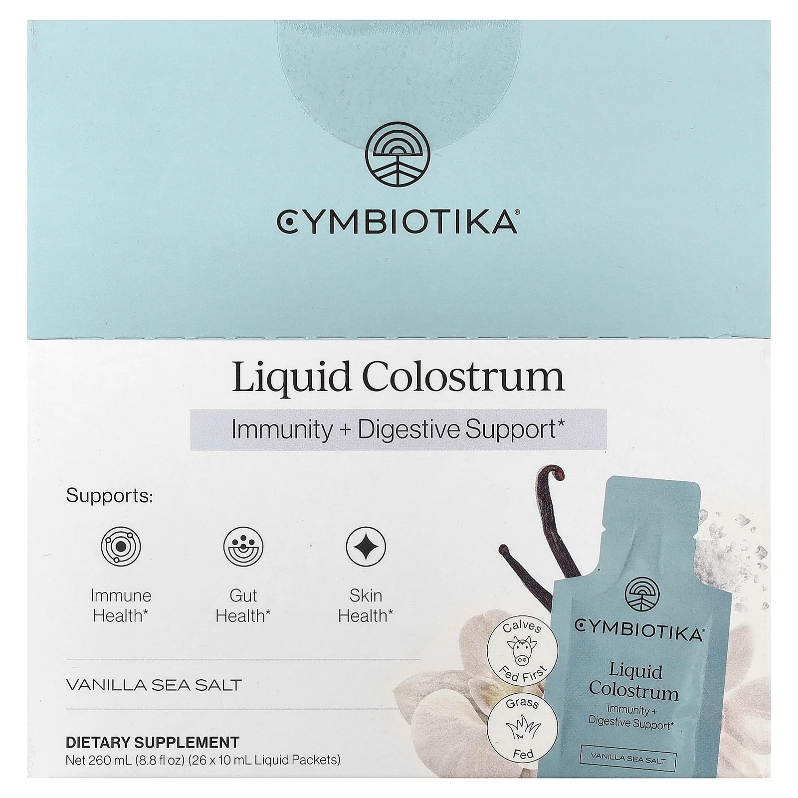 2 X Cymbiotika, Liquid Colostrum, Vanilla Sea Salt, 26 Liquid Packets, 0.3 fl o