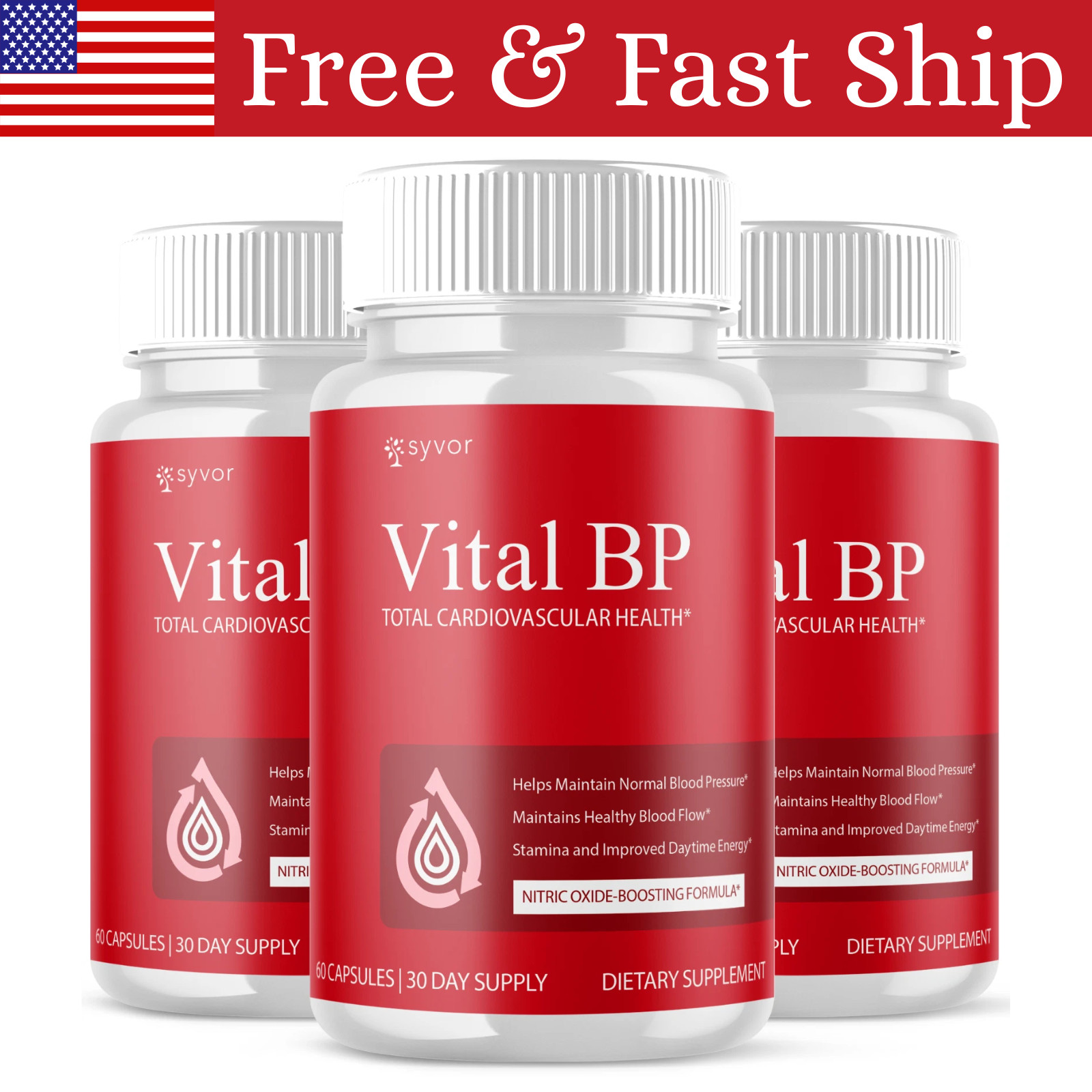 (3 Pack) Vital BP Advanced Blood Support Vitamin Formula VitalBP 180 Capsules