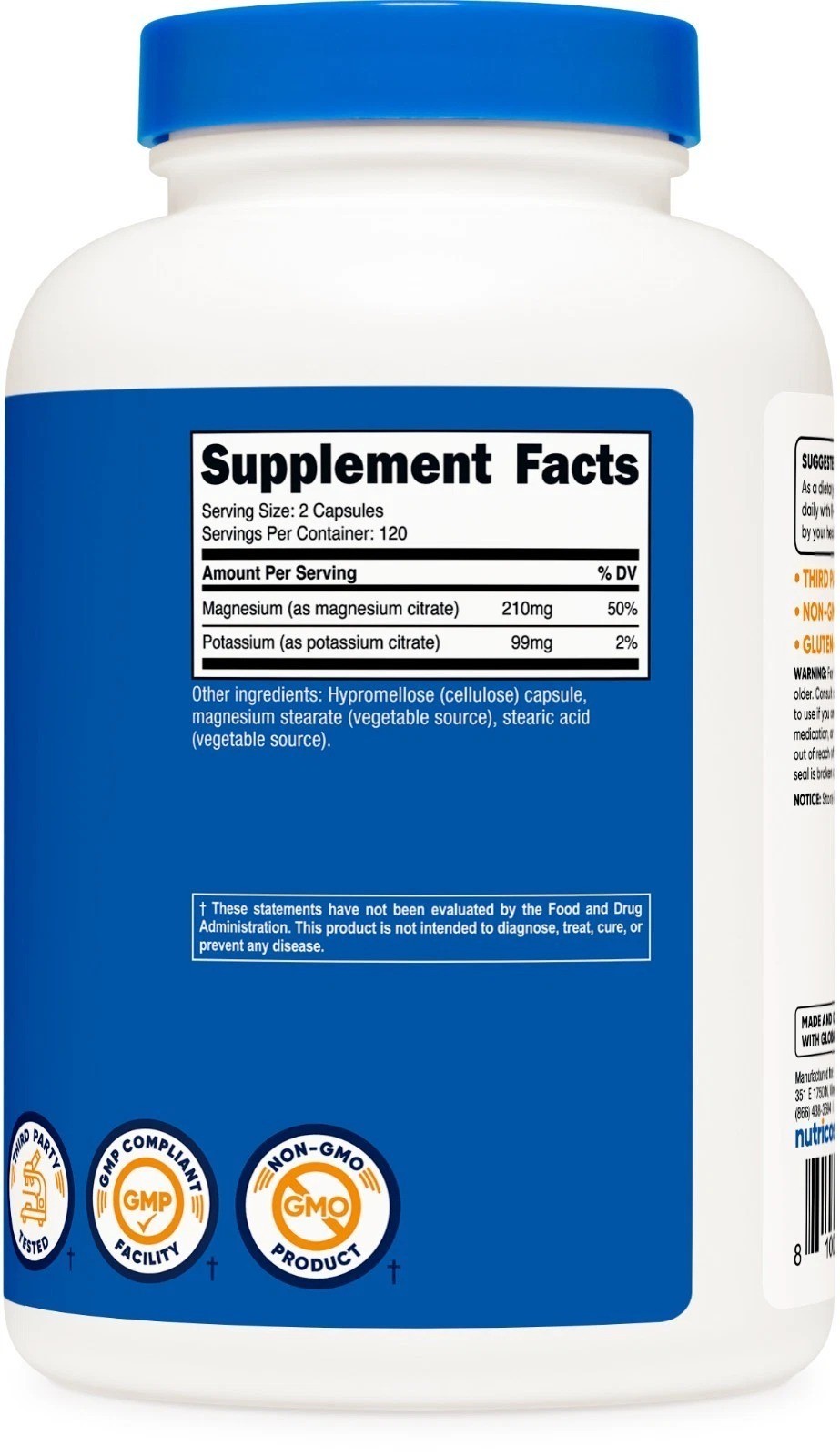 Nutricost Potassium (99 mg) Magnesium (210 mg) Citrates, 240 Capsules……