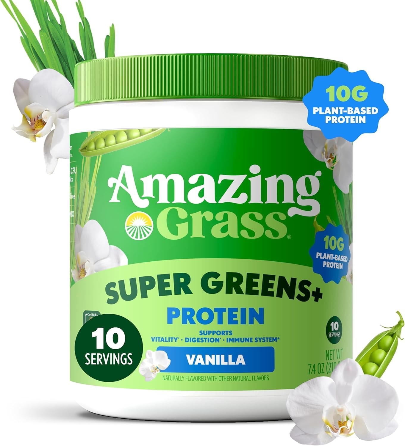 Amazing Grass Super Greens Protein Vanilla Vegan Plant Based Organic Powder