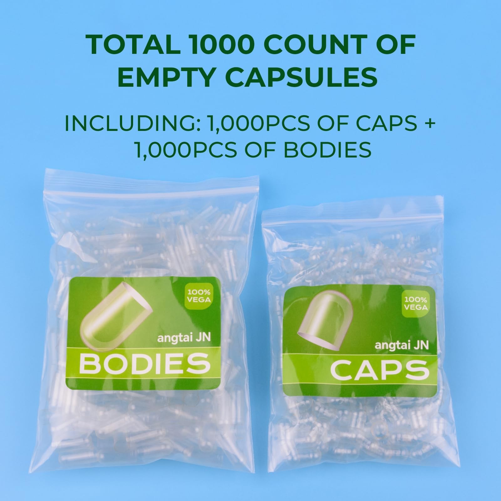 Empty Capsules Size 00 Separated Vegan Pill Caps Plant Based Clear (1,000 Cap…