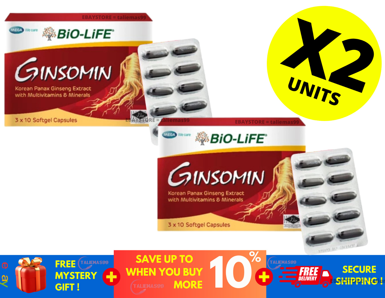 Mega We Care Ginsomin Korean Panax Ginseng Extract Plus Multivitamin 30’s (X 2)