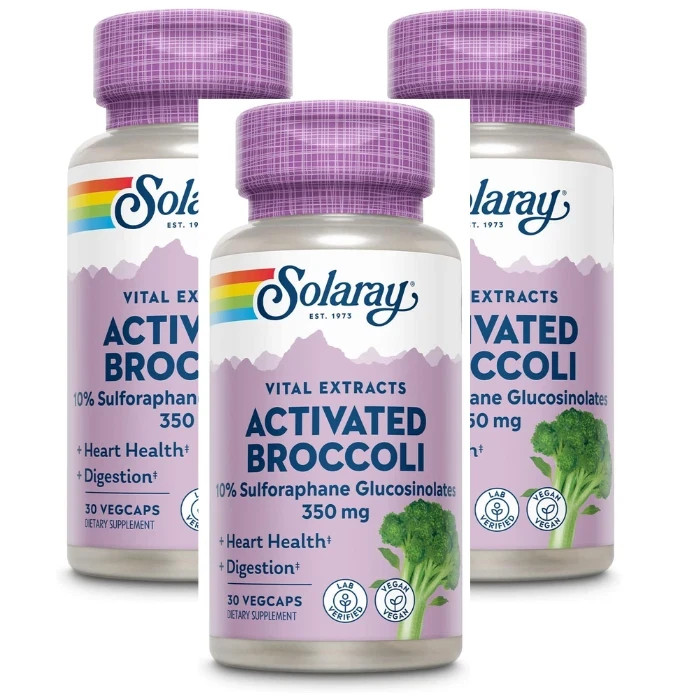 Solaray Activated Broccoli 30 vcaps PACK OF 3