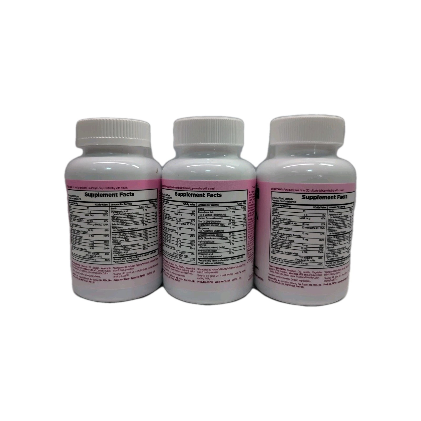 3 Hair Skin & Nails Collagen 2 x Biotin Argan-Infused 150 Softgels Each 06/2026+
