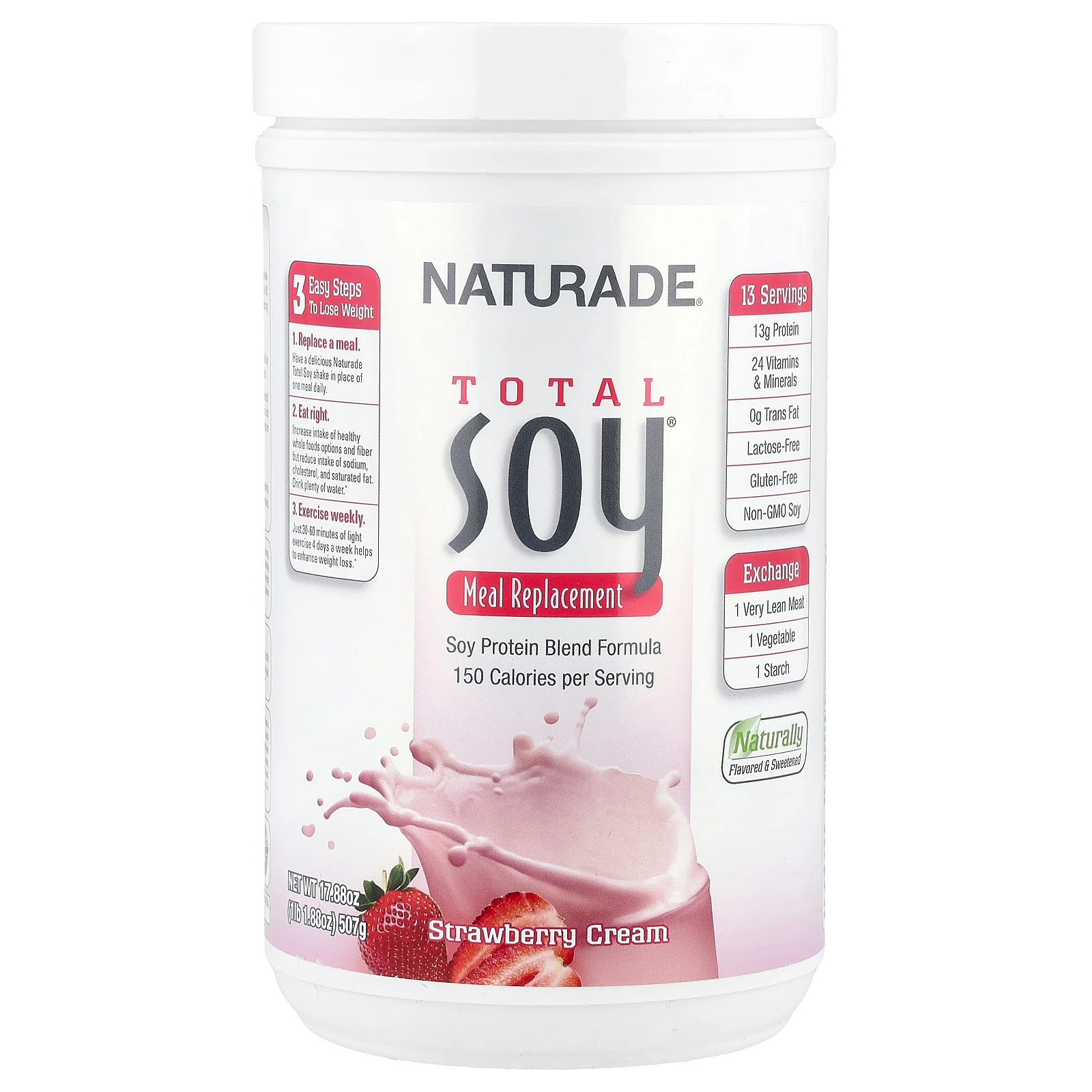 2 X Naturade, Total Soy�, Meal Replacement, Strawberry Cream, 1 lb 1.88 oz (507