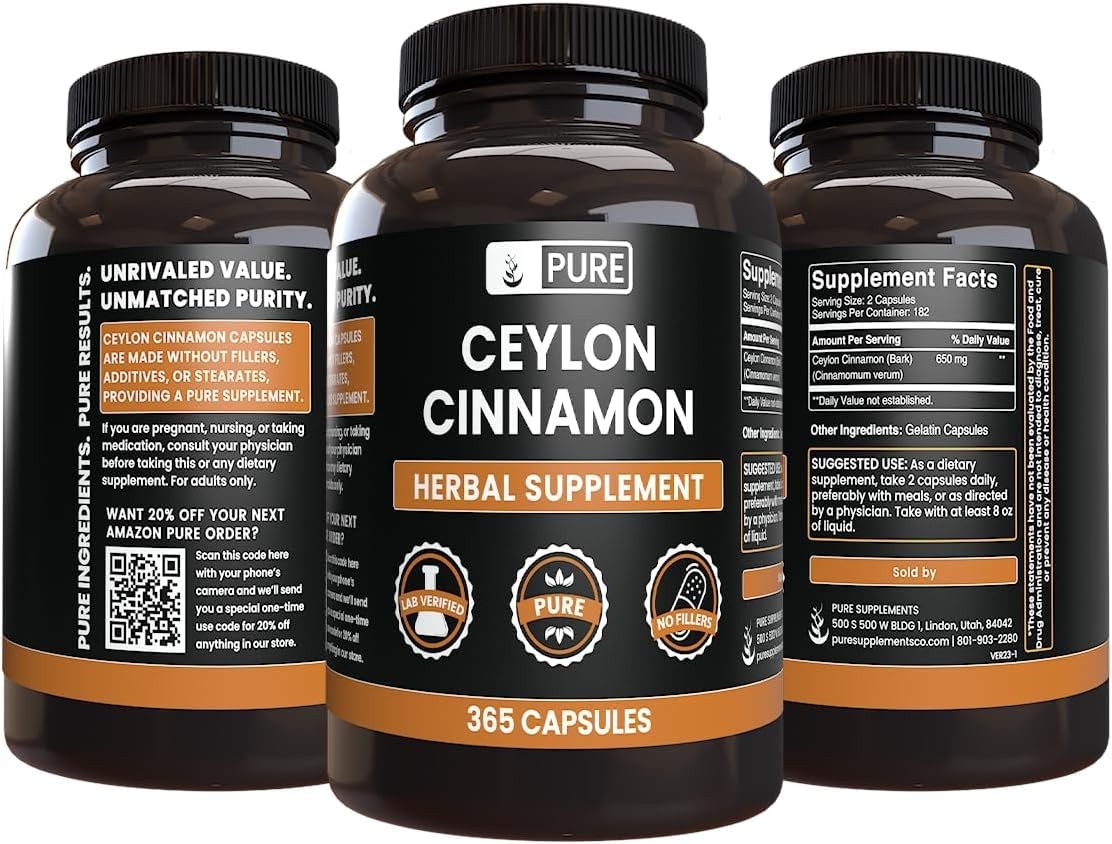 Ceylon Cinnamon 365 Capsules No Magnesium Or Rice Fillers