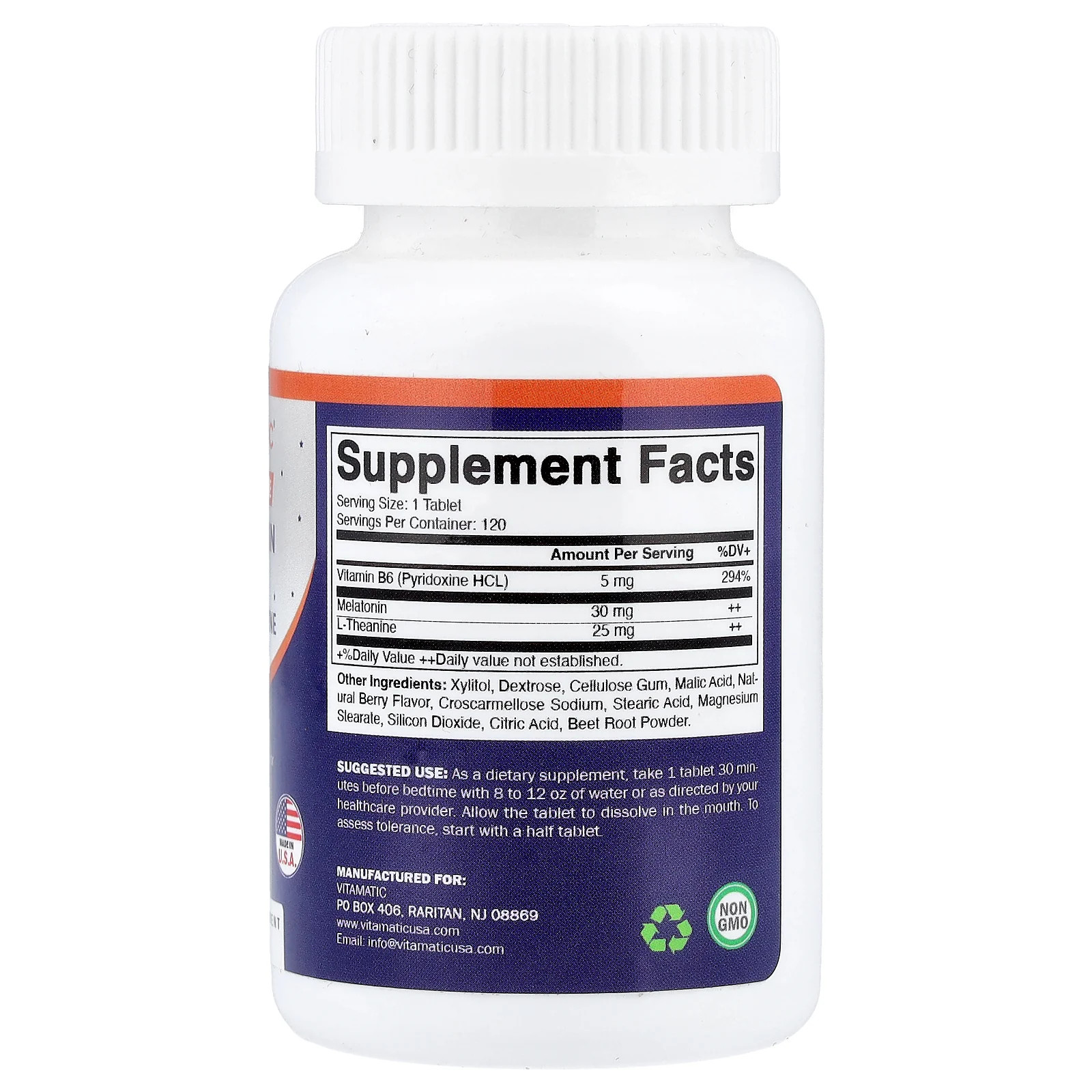 2 X Vitamatic, Melatonin, B6 & L-Theanine, Natural Berry, 120 Fast Dissolve Tab