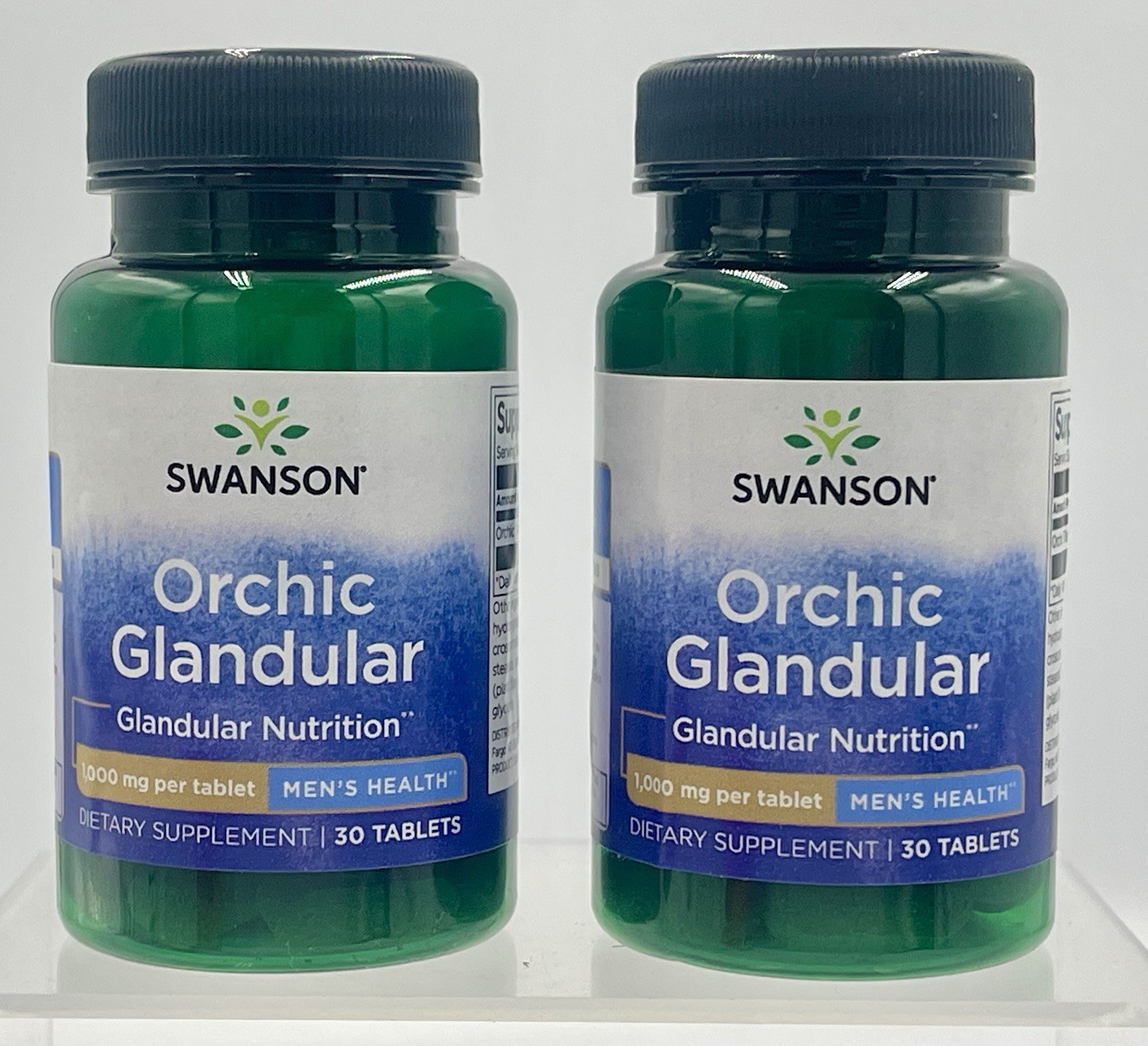 Lot of 2 Swanson Raw Orchic Glandular 1000mg 30 Tablets EXP 01/28