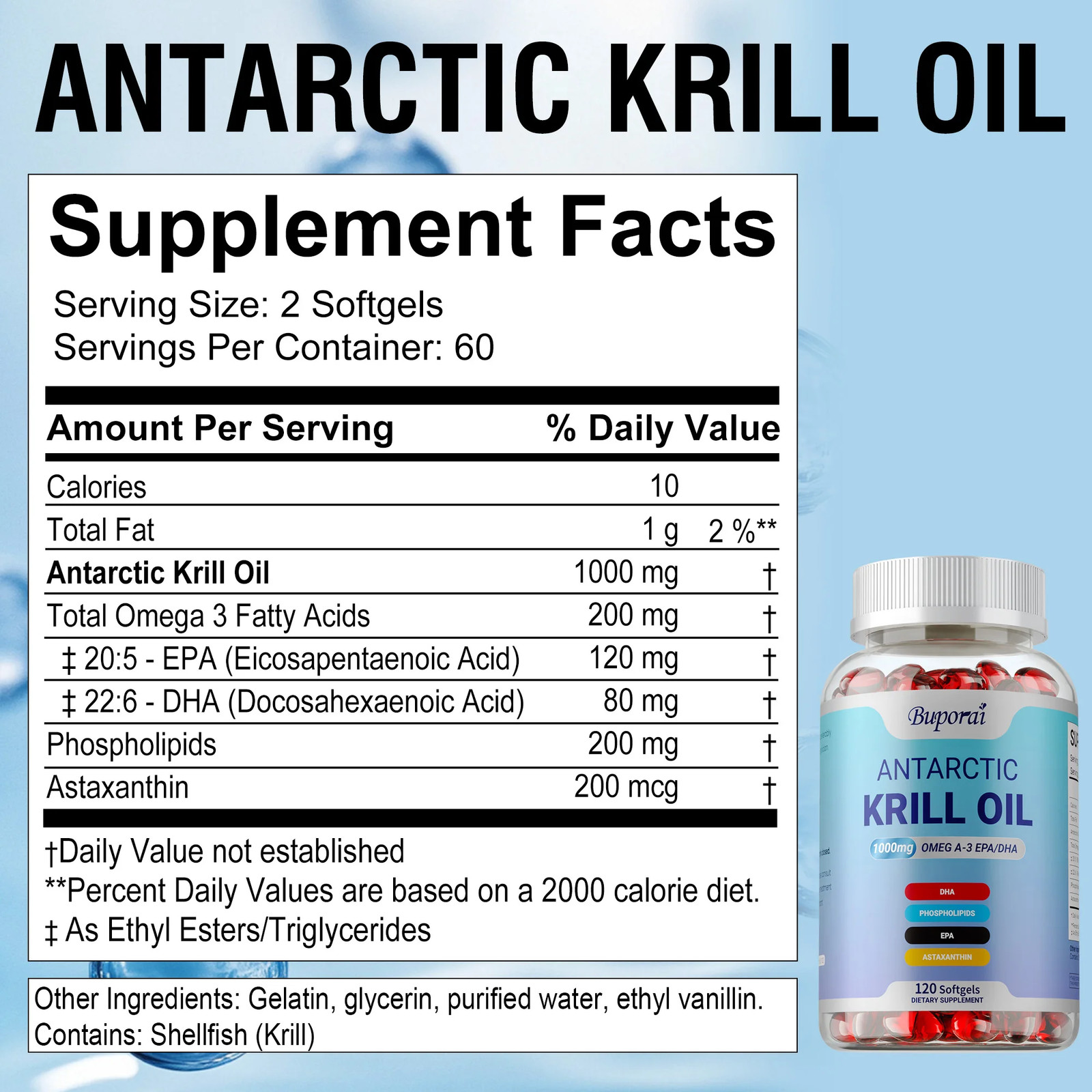 Antarctic Krill Oil 240pcs – Supports Healthy Joints,Brain,Heart& Blood Pressure