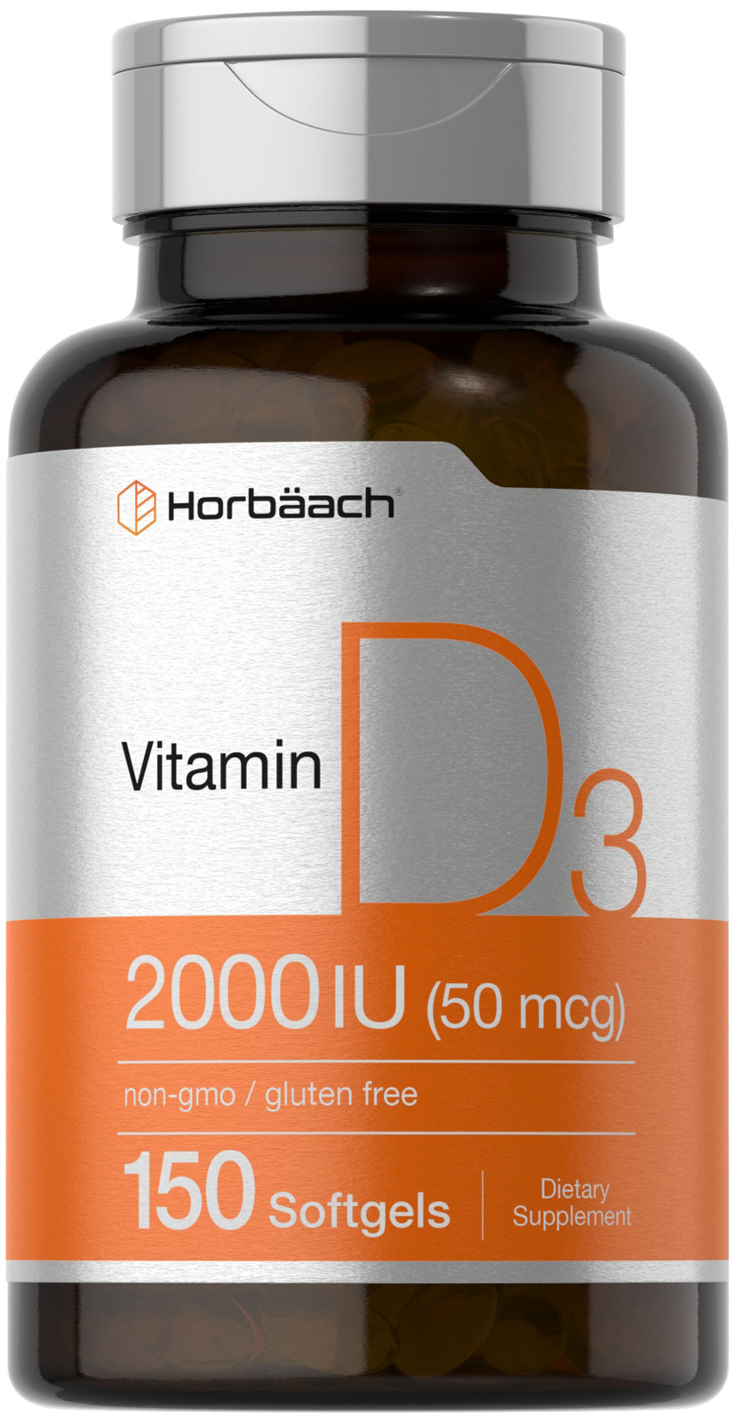 Vitamin D3 2000IU Softgels | 150 Count | Non-GMO, Gluten Fee | by Horbaach