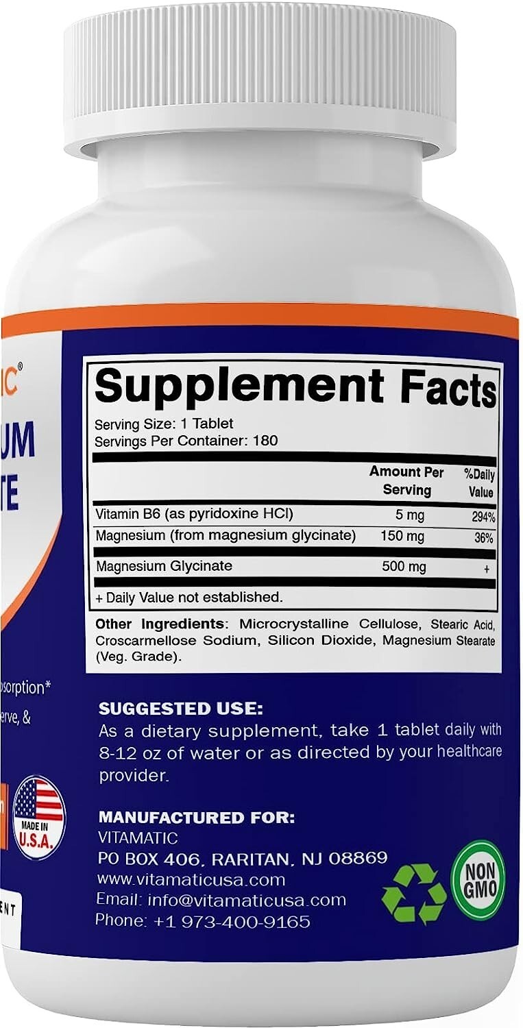 Glicinato De Magnesio De Maxima Potencia 500 Mg, 180 Capsulas,