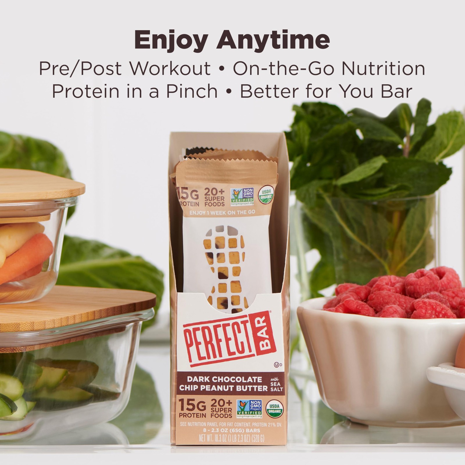 Perfect Bar Protein Bars, Dark Chocolate Chip Peanut Butter, Gluten Free, Mad…