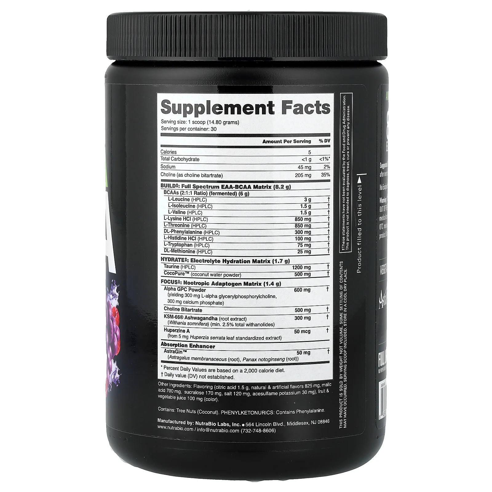 2 X NutraBio, Alpha EAA, Grape Berry Crush, 0.98 lb (444 g)