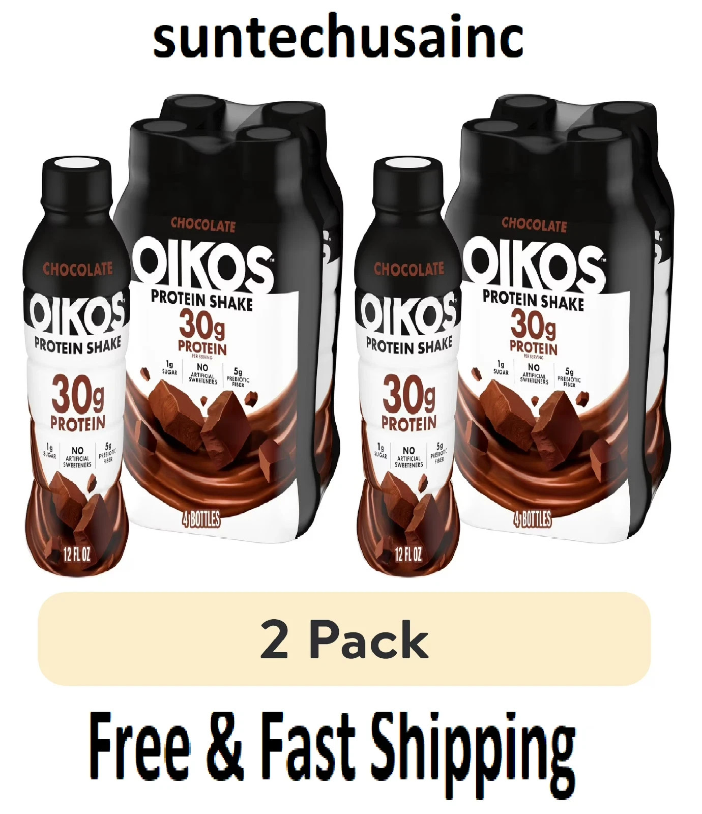 Oikos Protein Shake Shelf Stable Chocolate,30g Protein 12 fl Oz 8 Count​ Bottles