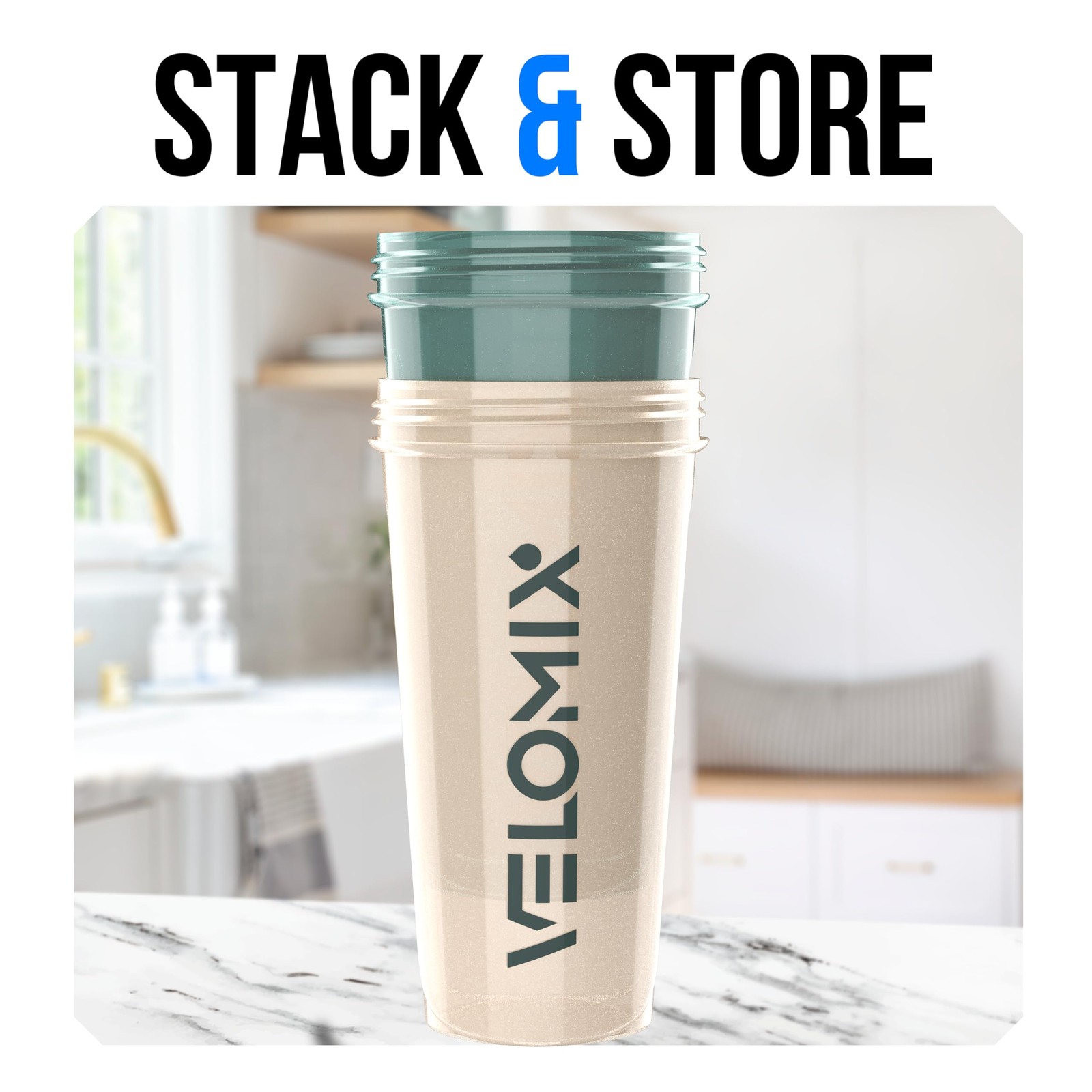 VELOMIX 2 Pack 28 oz Protein Shaker Bottles for Protein Mixes 2x Wire Whisk …