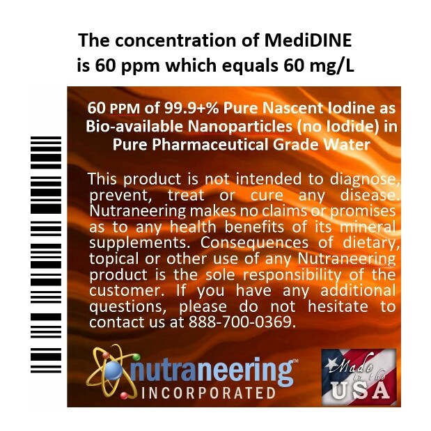 MediDINE™ True Nascent Iodine Dietary Supplement – 0.006% – 5 Gallons in Plastic