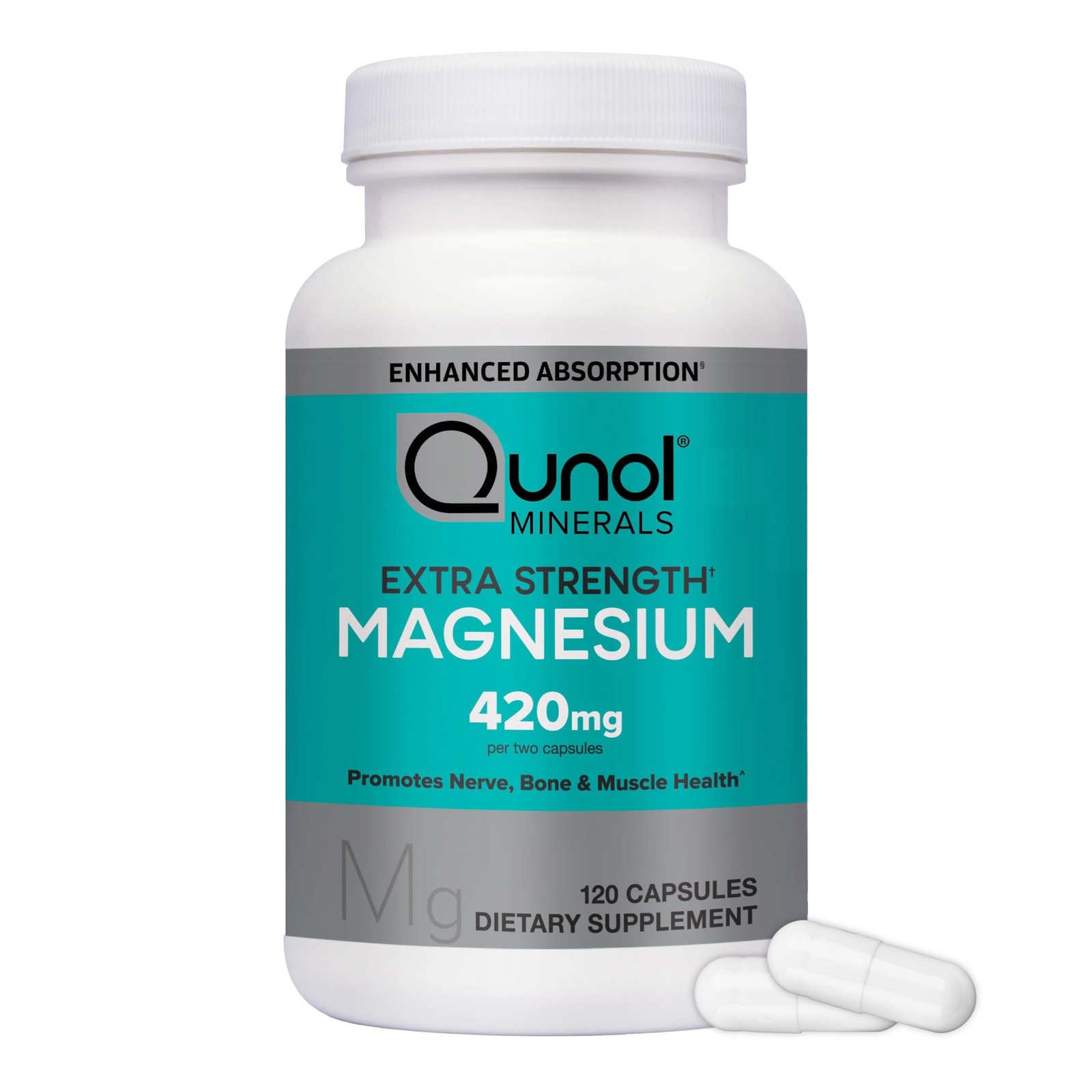 Qunol Magnesium Capsules 420mg, High 120 Count (Pack of 1), No Color