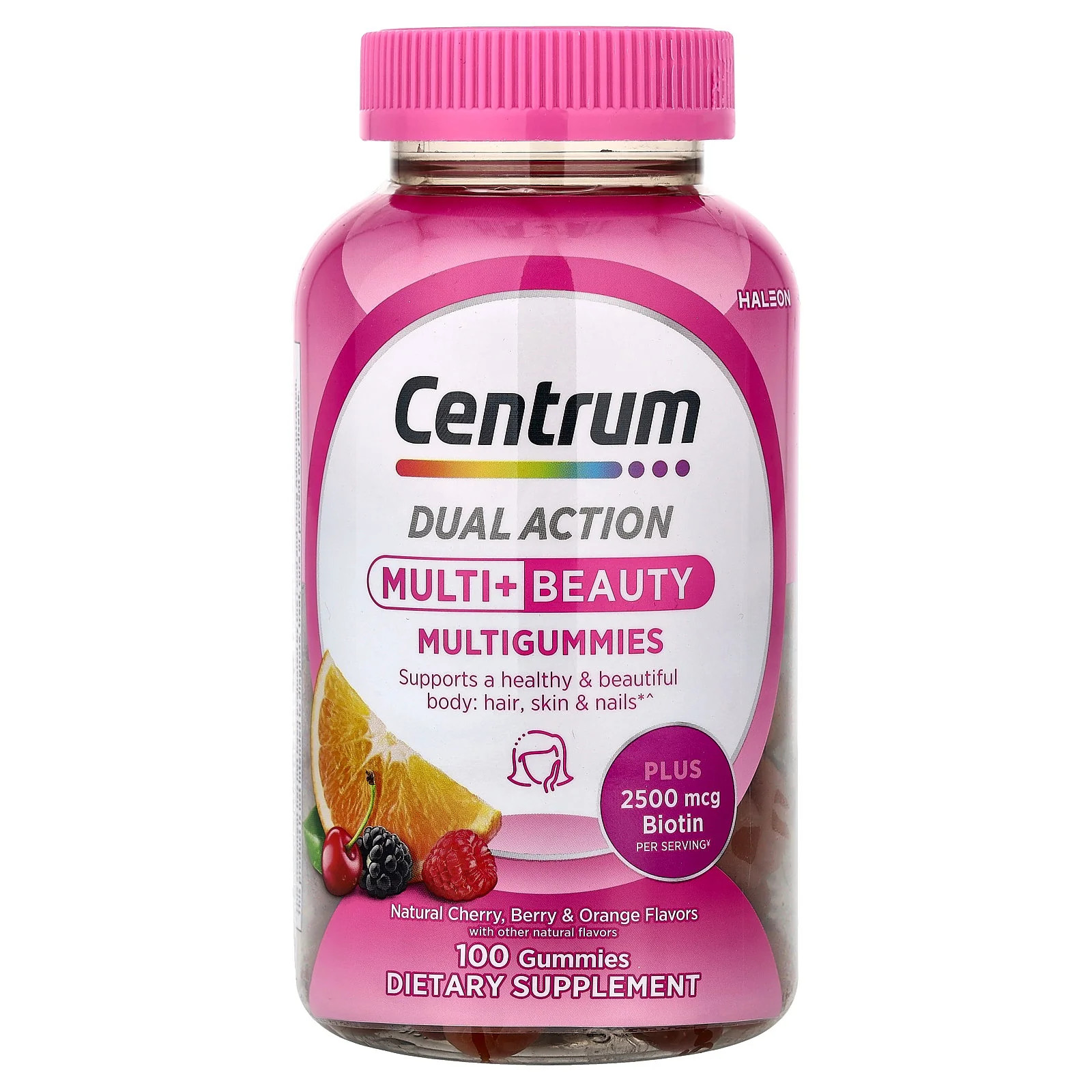 2 X Centrum, Dual Action, Multi + Beauty Multigummies, Natural Cherry, Berry &
