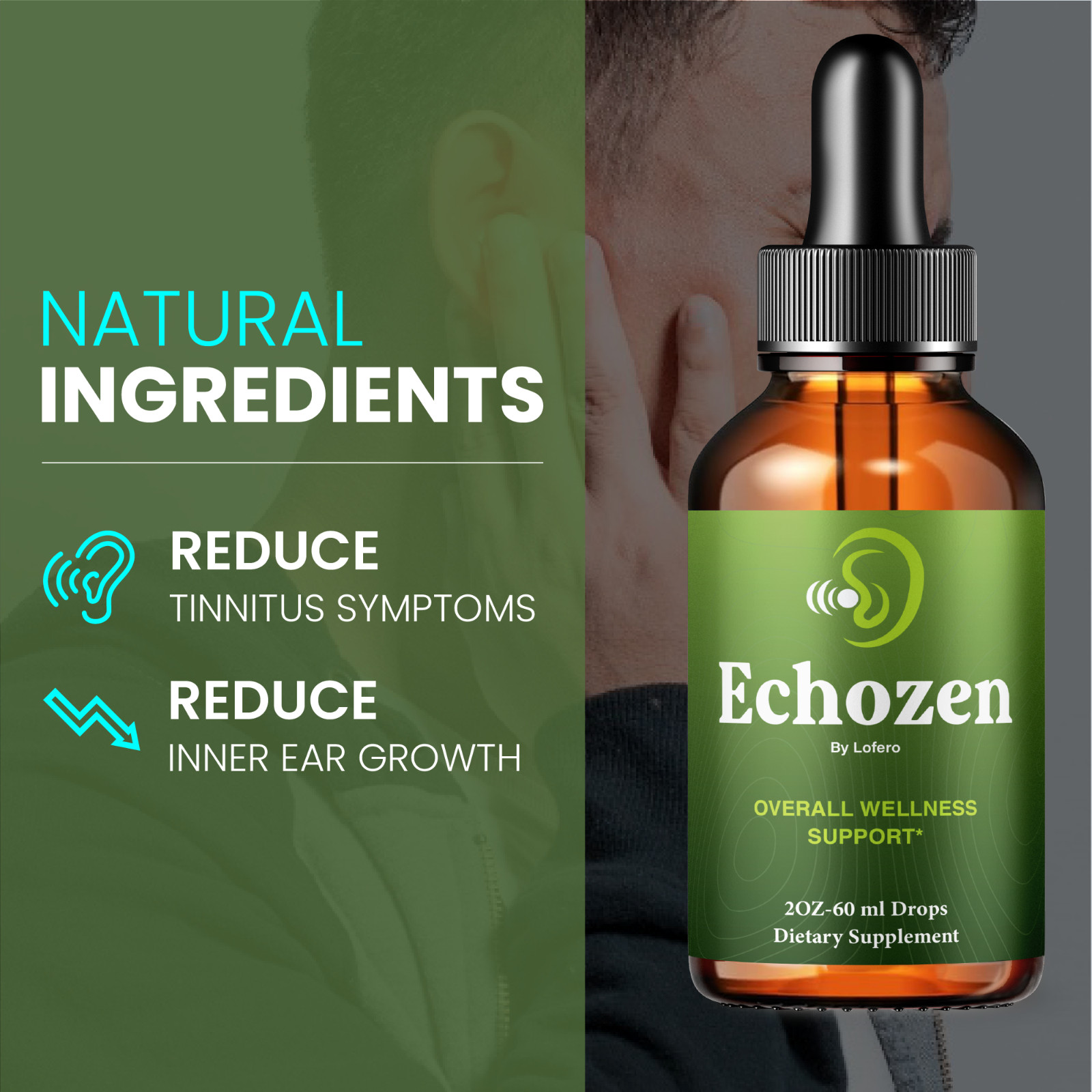 (3 Packs) Echozen For Ear Ringing, Echo Zen Liquid Drops, Ecozen Tinnitus (6 oz)