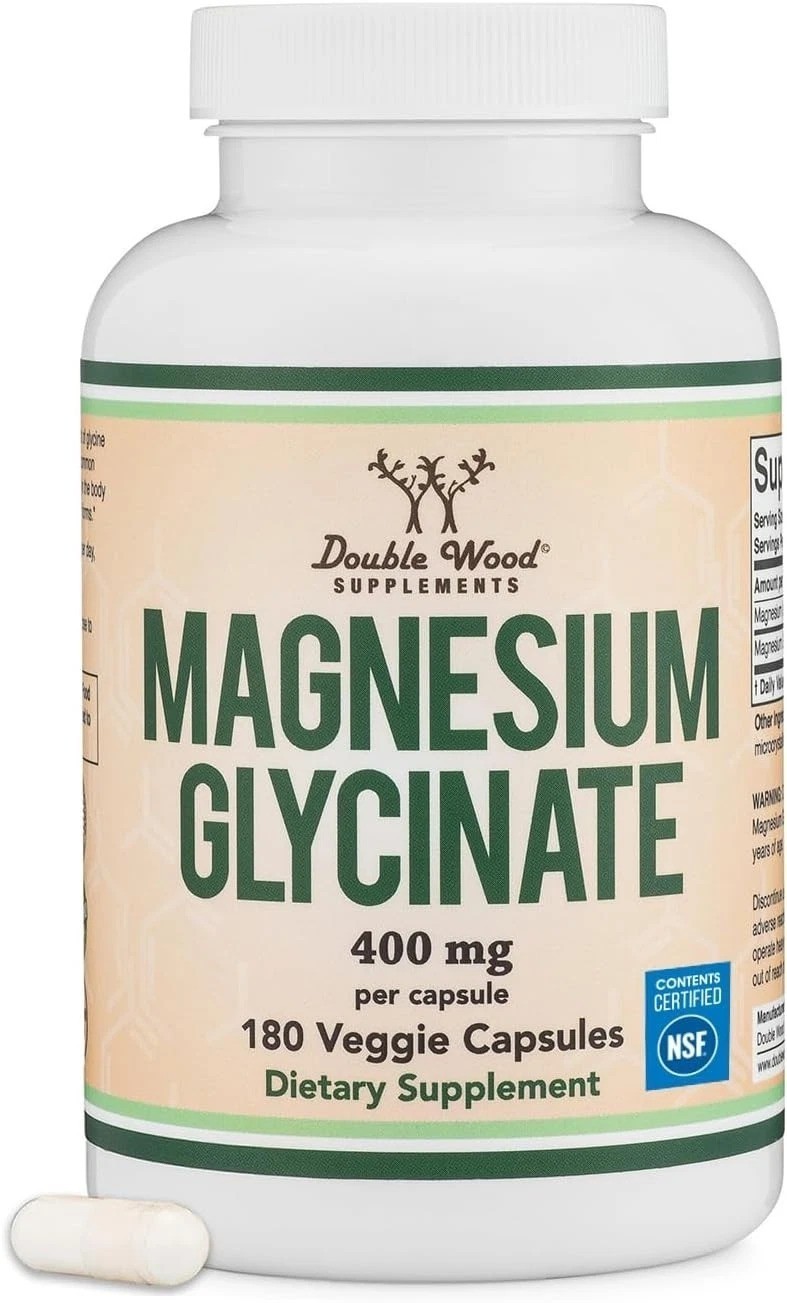 Double Wood Supplements Magnesium Glycinate 400Mg | 180 Capsules | Sleep, Muscle