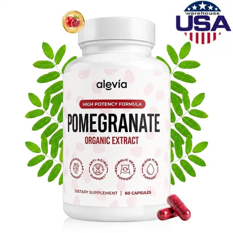 Alevia Pomegranate Capsules 60ct Organic Extract Antioxidant 1-5 pack