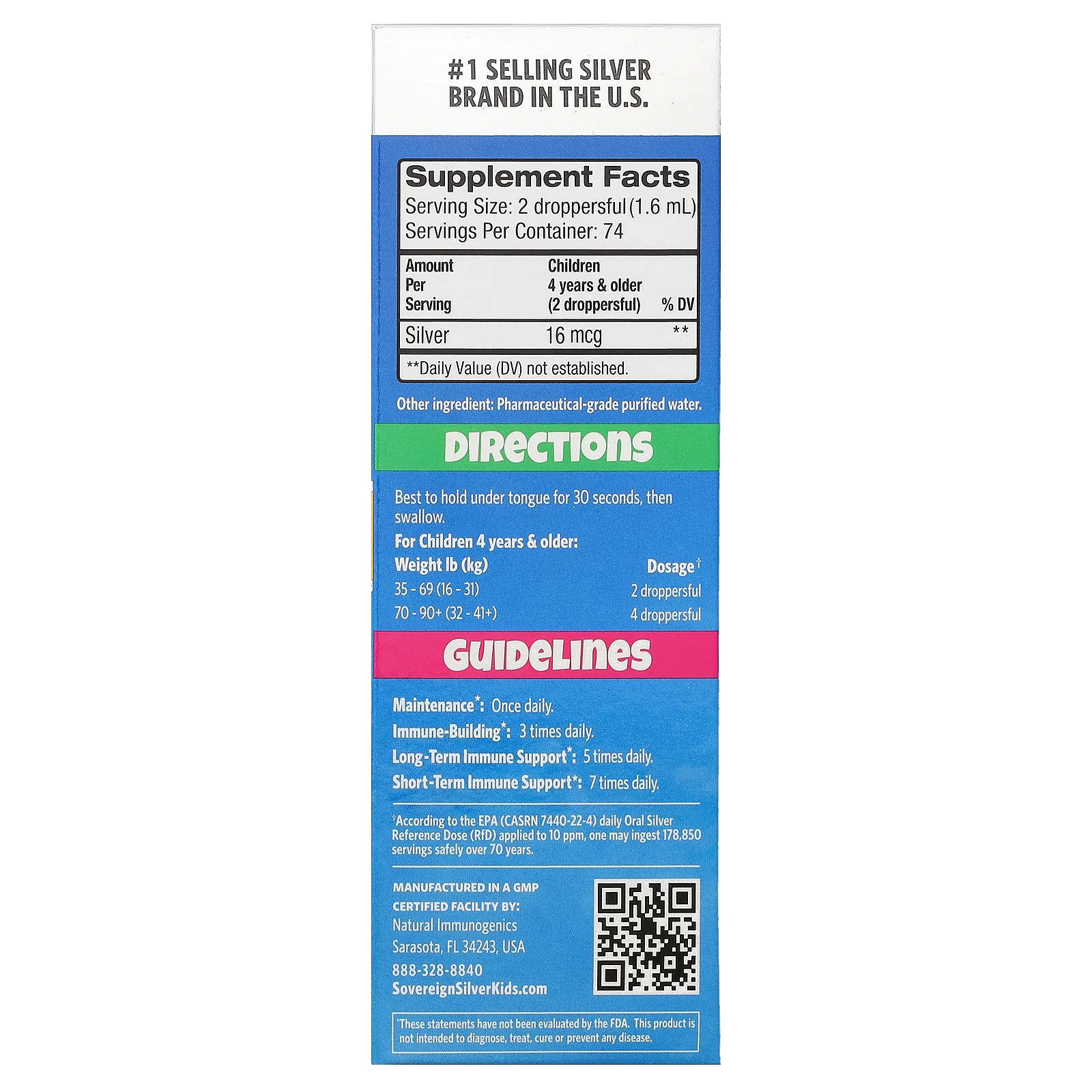 2 X Sovereign Silver, Kids Bio-Active Silver Hydrosol�, Ages 4+, 4 fl oz (118 m