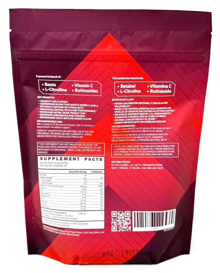 ACTIVZ NitroxPro Nitro X Pro Powder Nitric Oxide Booster Exp 3/2027 – New!