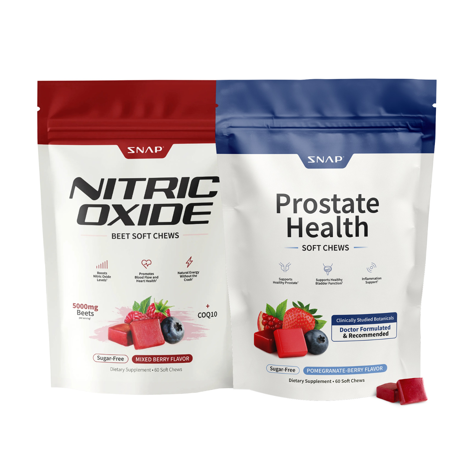 SNAP Nitric Oxide BOOSTER & Prostate Support CHEWS Sugarfree MADE IN THE USA