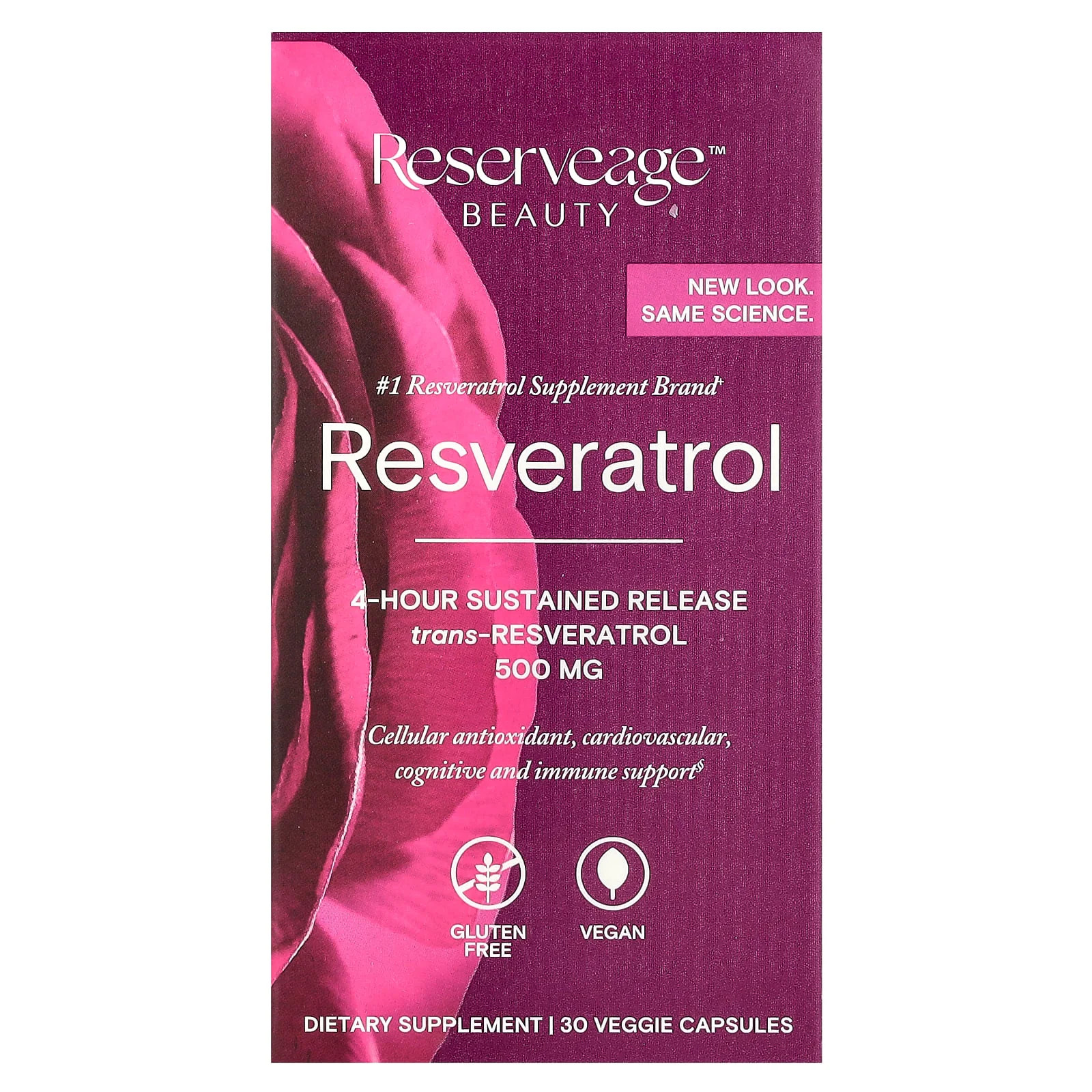2 X Reserveage Beauty, Resveratrol, 30 Veggie Capsules