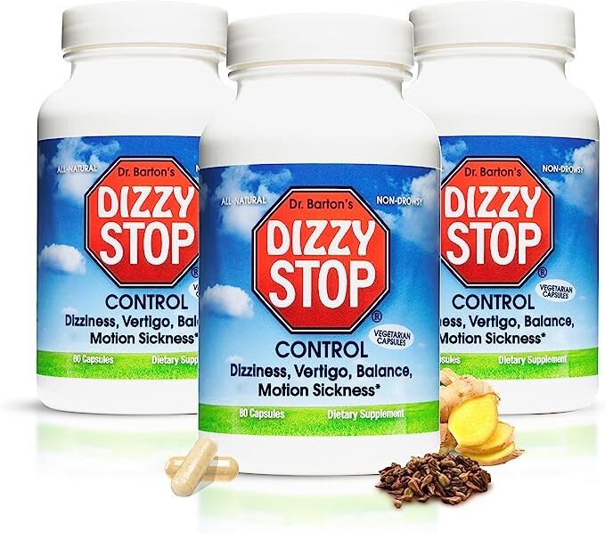 DizzyStop Herbal Supplement – Vertigo Relief, Dizziness, Motion Sickness-3 Pack