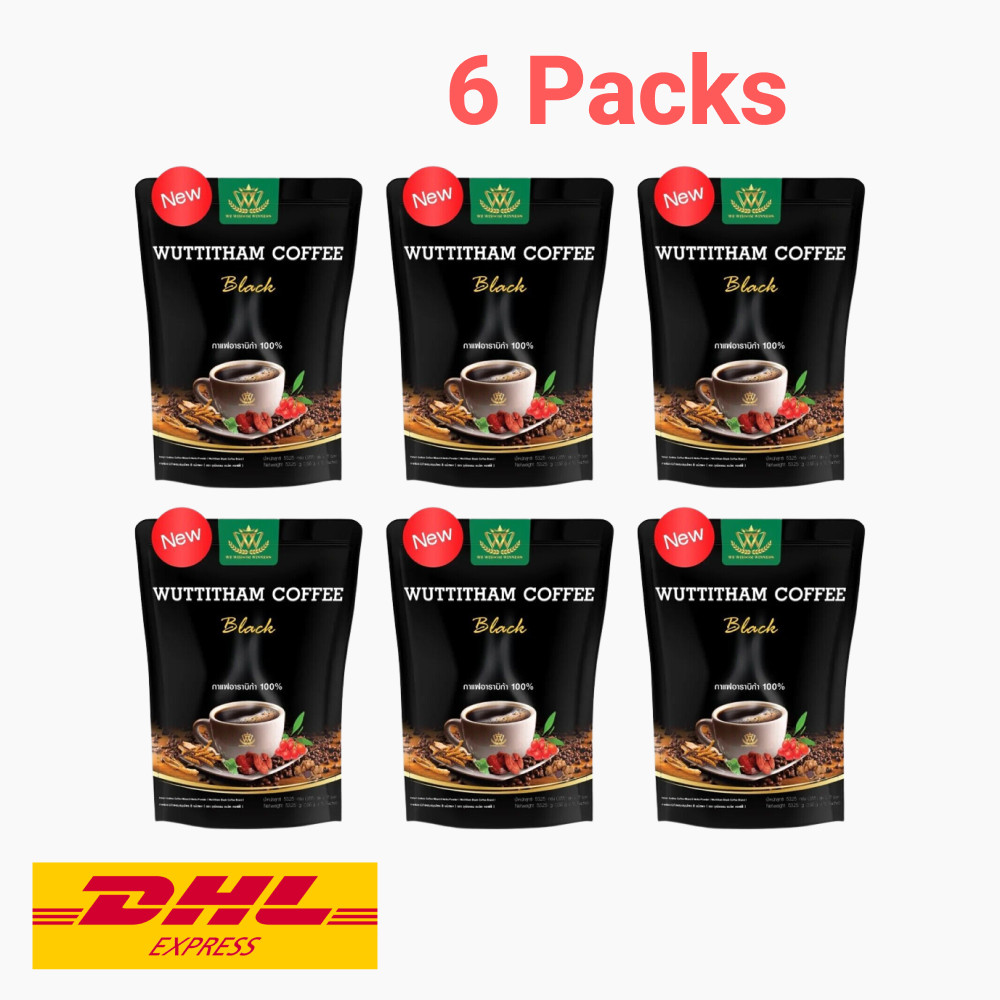 6x Wuttitham Instant Black Coffee 32In1 Health Young Man Unisex Healthy Care