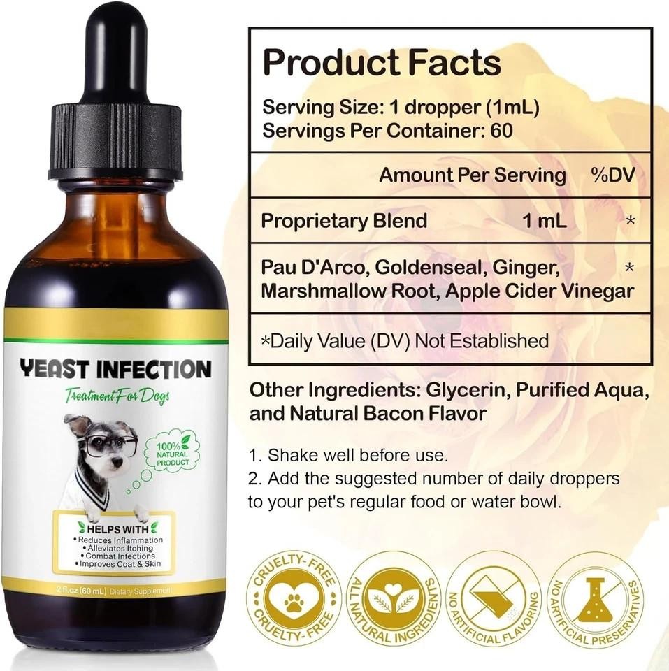 Natural Yeast Infection Treatment for Dogs, Dog Allergy Relief, Skin Itch Relief
