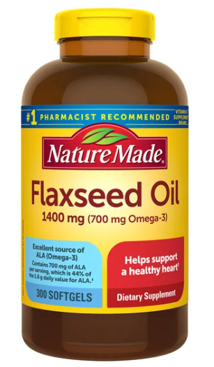Nature Made Flaxseed Oil 1400mg 300 Softgels Omega 3 ALA Supplement Exp-05/2027