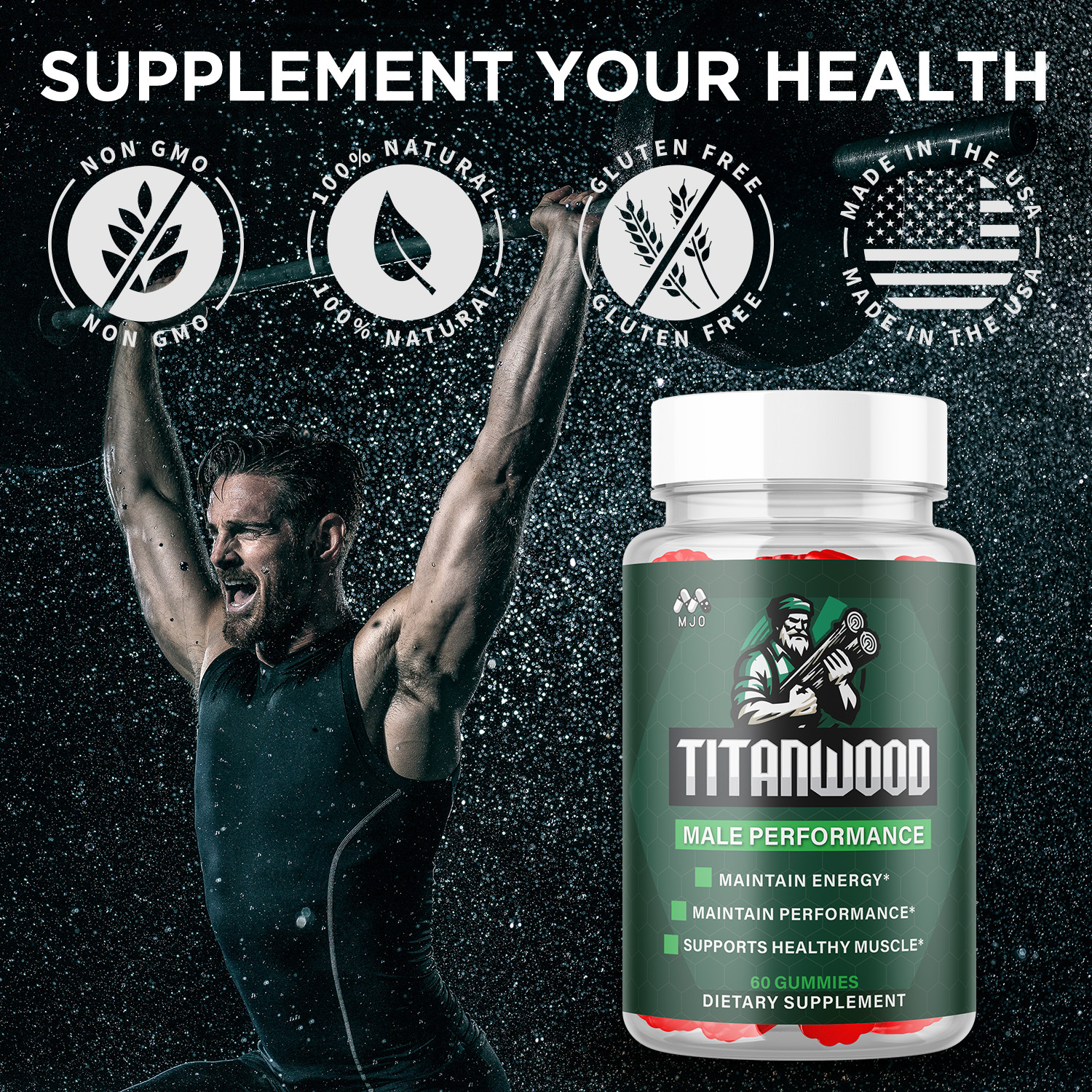 (1 Pack) Titanwood Male Gummys Advanced Male Support Supplement 60 Gummies