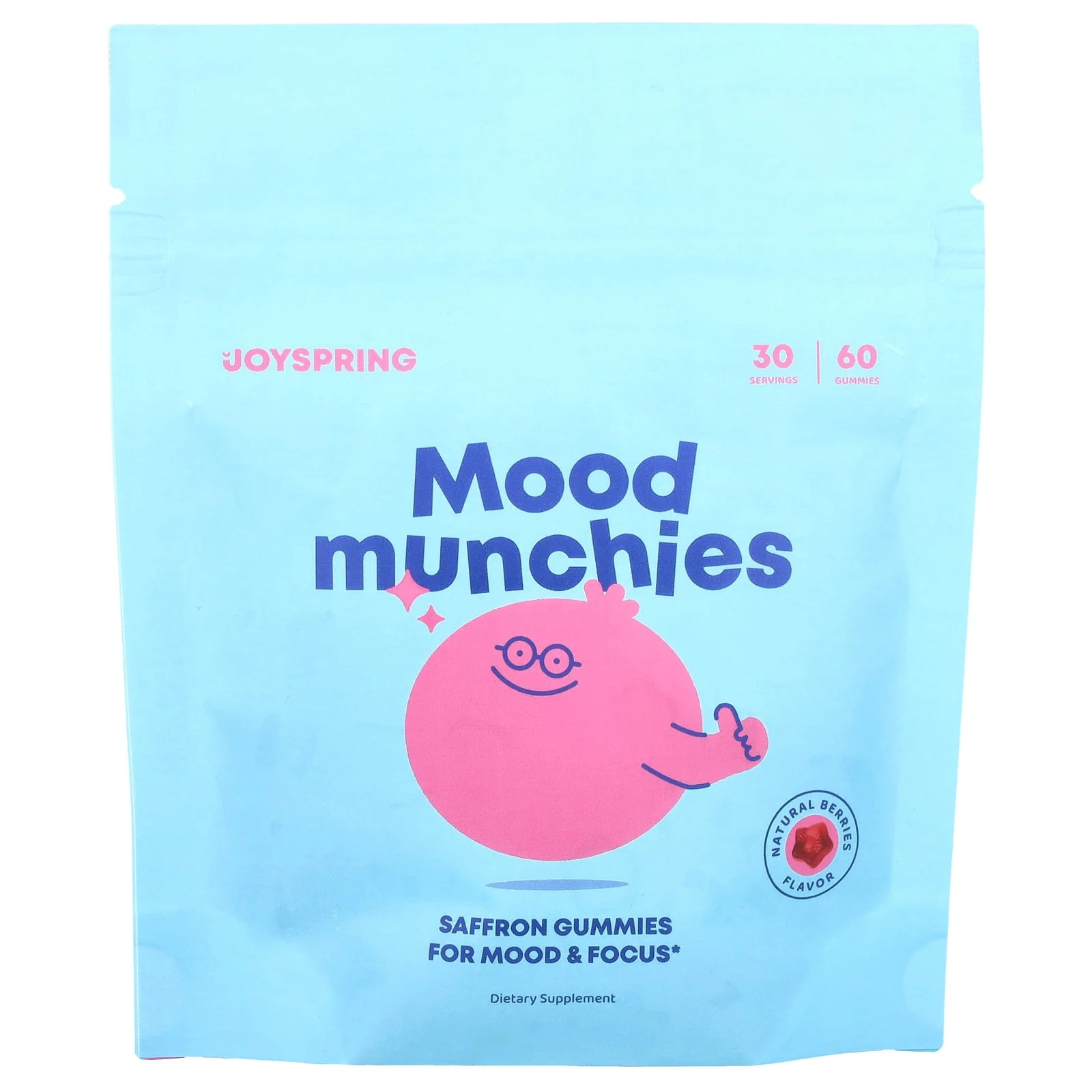 2 X JoySpring, Mood Munchies Gummies, Natural Berries, 60 Gummies