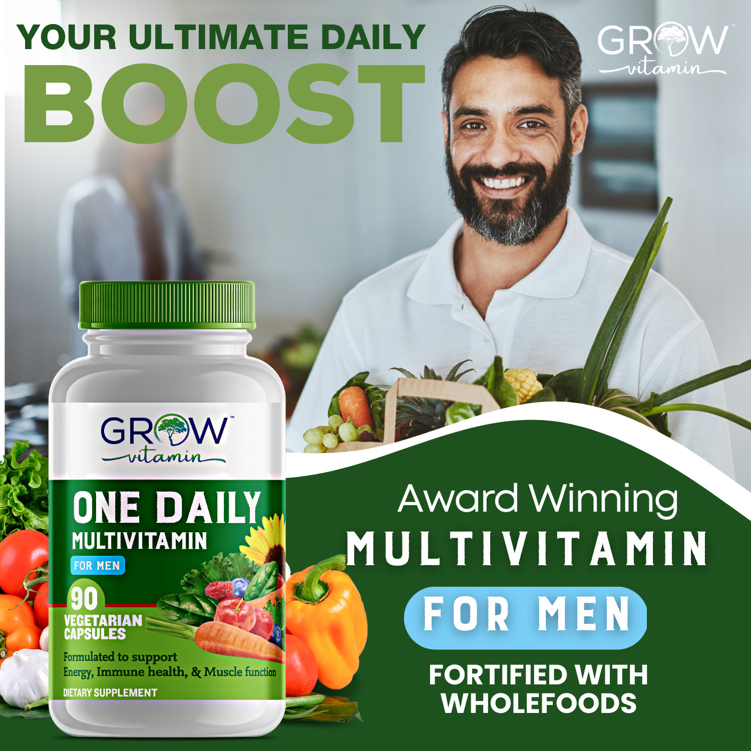 One A Day Men’s Complete Multi-Vitamin Organic Whole Foods Supplement, 90 CAPS