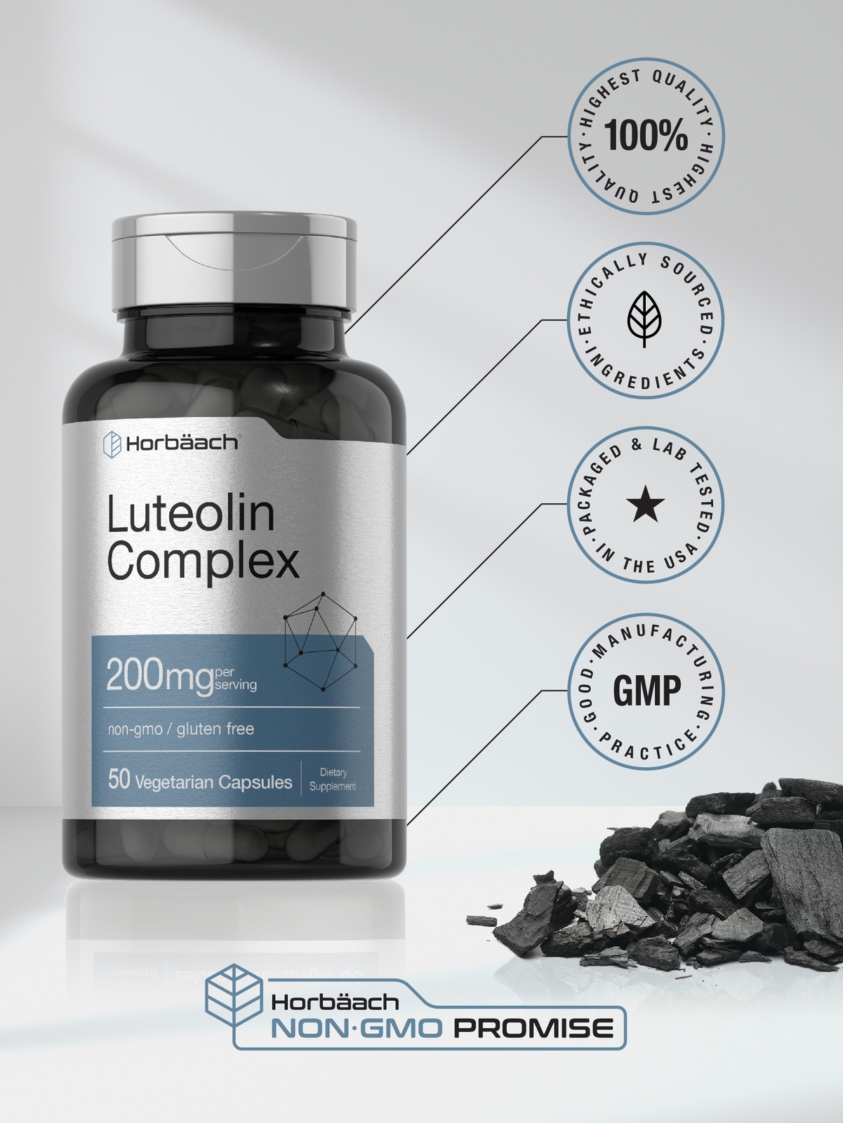 Luteolin Complex with Rutin 200mg | 50 Capsules | by Horbaach