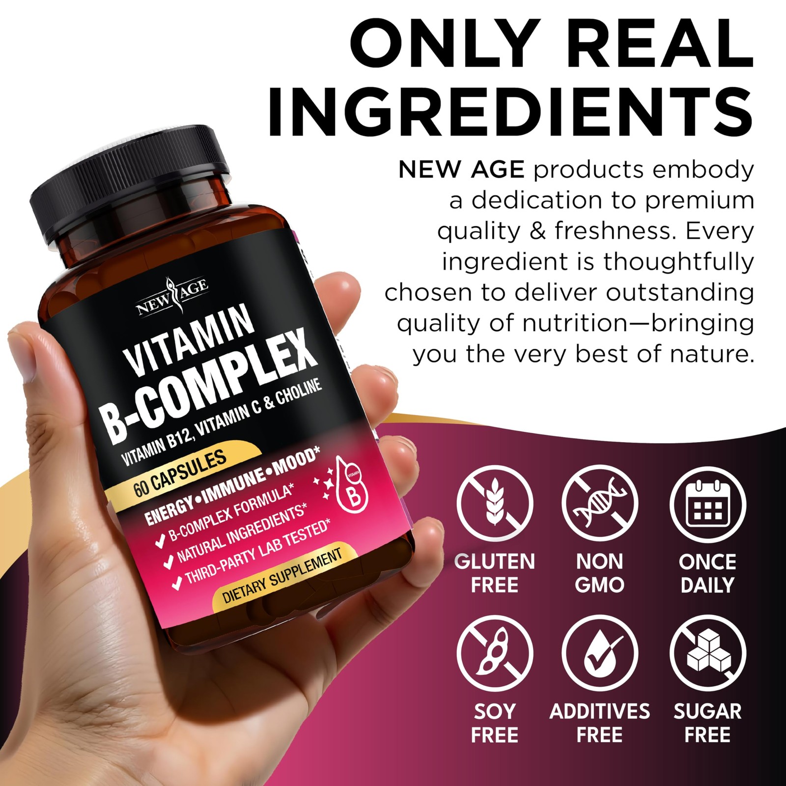 Vitamin B Complex for Men & Women – Made in USA – 60 Count (Pack of 2)