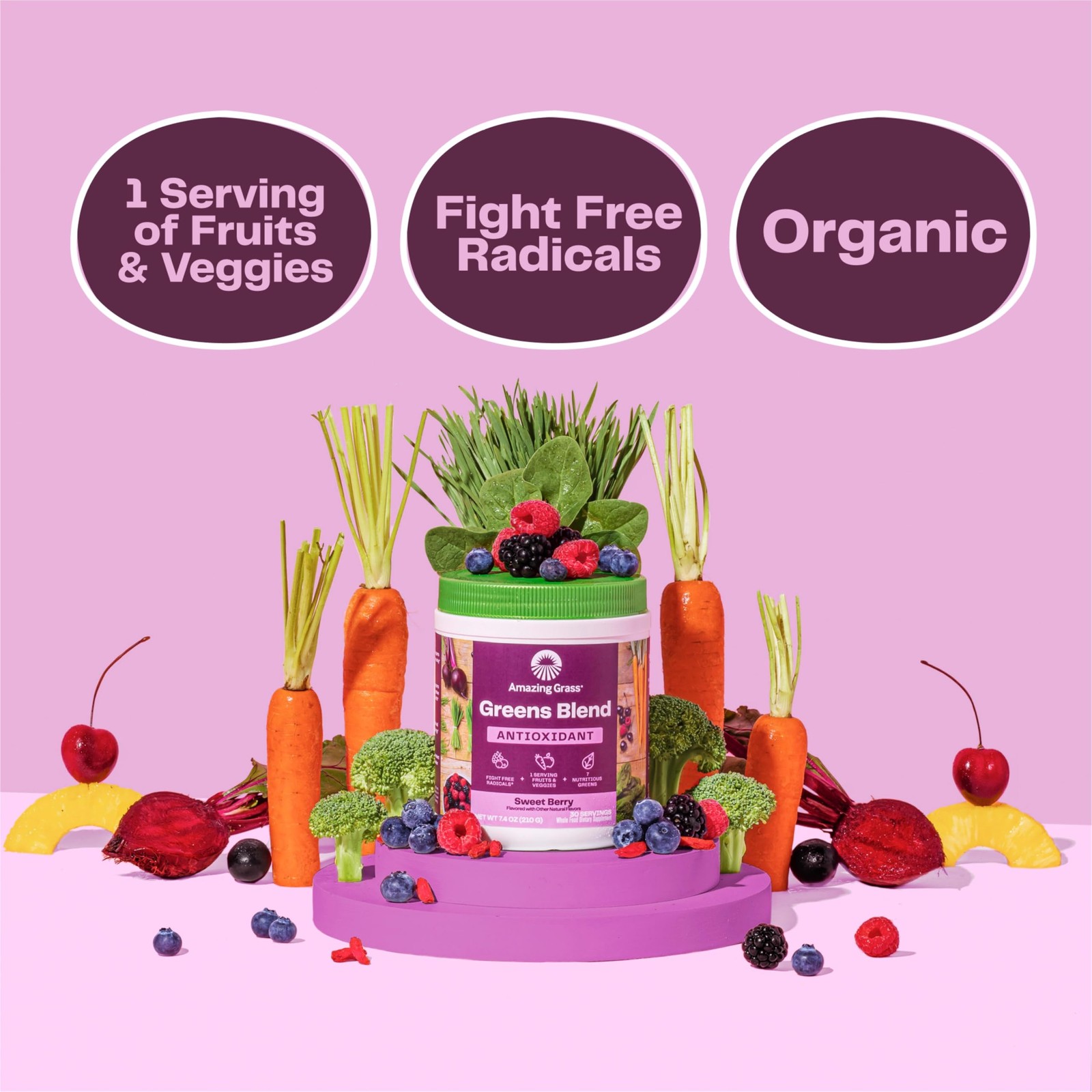 Amazing Grass Greens Blend Antioxidant: Super Greens Powder with Spirulina,