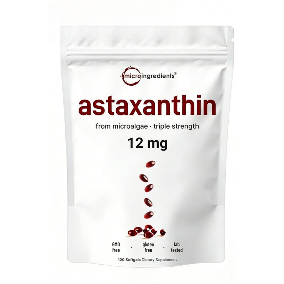 Micro Ingredients Astaxanthin 12mg,Natural Tanning Support, Easy to Swallow