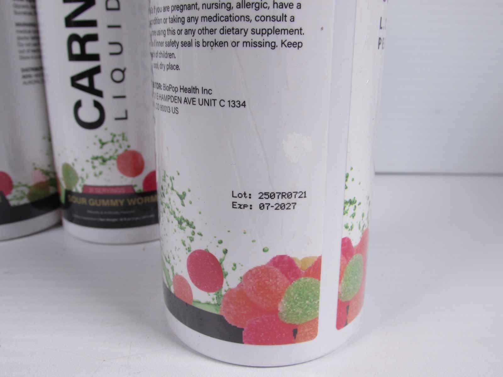 ABYST Carnitine Liquid 3000mg Per Serving Dietary Sour Gummy Worm (4) BOTTLES