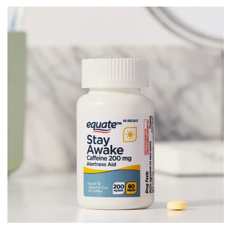 Equate Caffeine 200mg Tablets, Alertness & Energy Aid, 80 Count