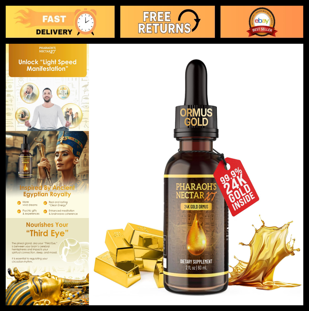 99.9% Pure Liquid Gold – 24K Monoatomic Ormus for Third Eye Awakening & DNA Acti