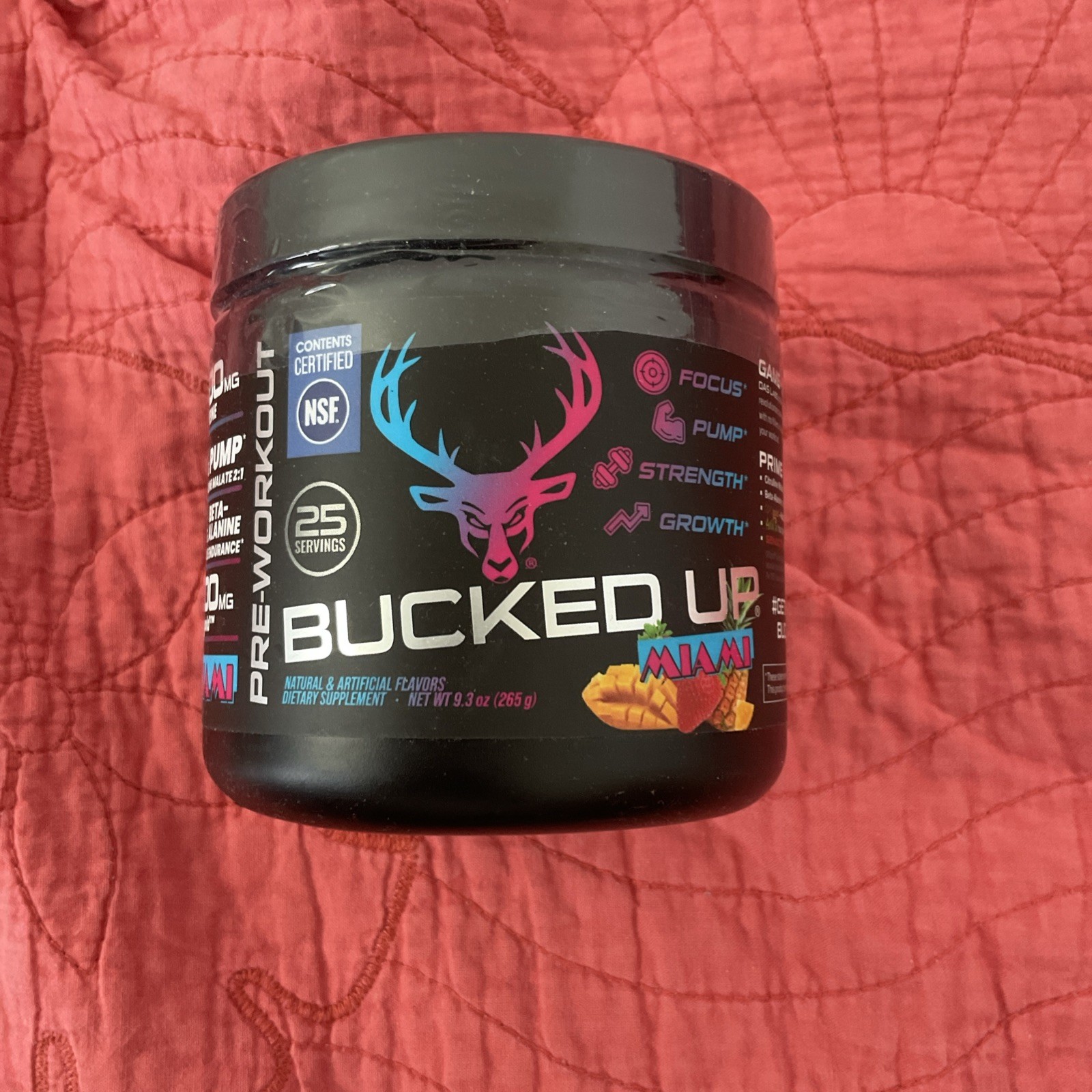 Bucked Up Pre-Workout Powder Supplement, 9.3 oz, 25 Servings Miami Flavor 02/28