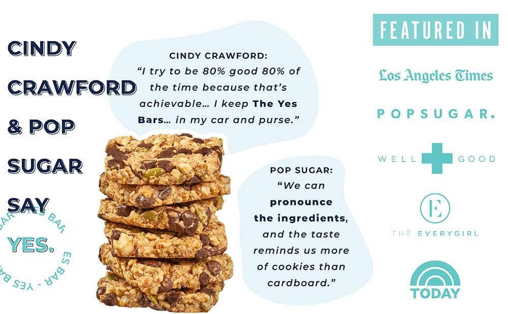 The YES Bar – Dark Chocolate Chip – Plant Based Protein, 24 Count (Pack of 1)
