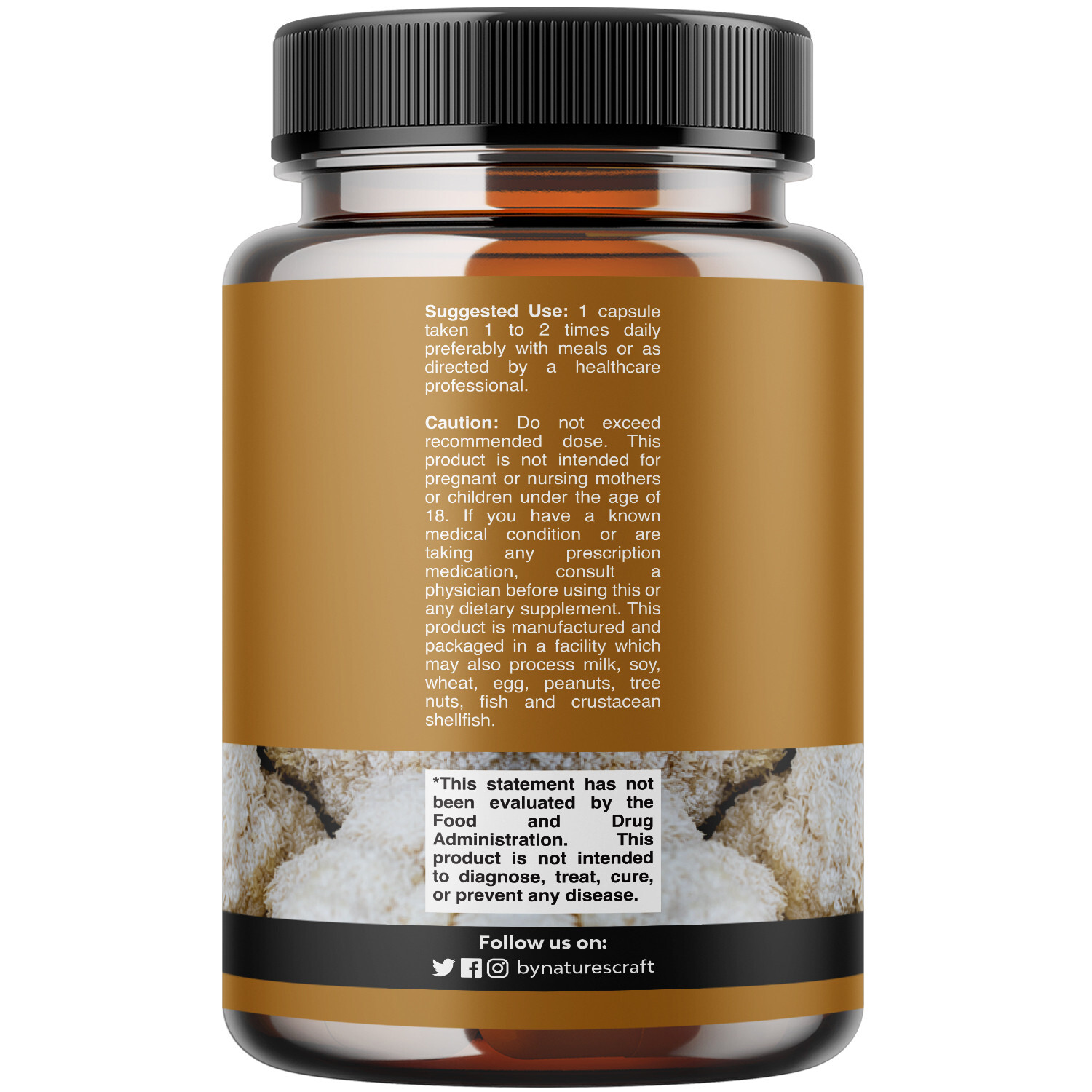 Advanced Lion’s Mane Mushroom Supplement Capsules with 5X Fruiting Body Mushroom