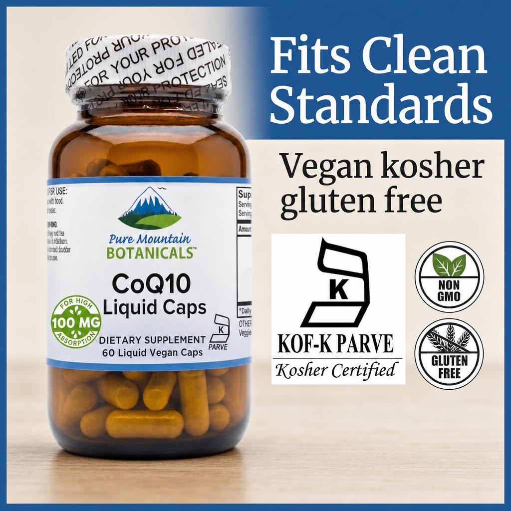 Pure Mountain Botanicals CoQ10 100mg Softgels – Coenzyme Q10 Ubiquinone – Vegan