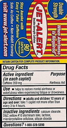 2 Pack Jet Alert Double Strength Alertness Aid 200Mg Caplets 90 Each